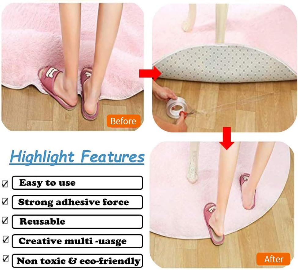 SHANGLIN Nano Tape Roll Double Sided Adhesive Tape 3.3 Foot Traceless Washable Nano Tape Stick Grip Gel Rsable Nano Gel Pads for Fing Car Windowshield Glass Carpet Mats Photos Posters Household Industrial image number 6