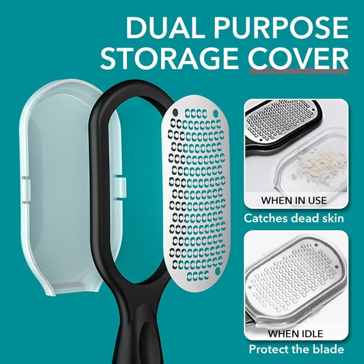 Premium Stainless Steel Pedicure Tool - Ergonomic Foot File for Hard Skin Removal, Durable Heel Scraper for Cracked Heels, Professional Foot Care, Black & White image number 4