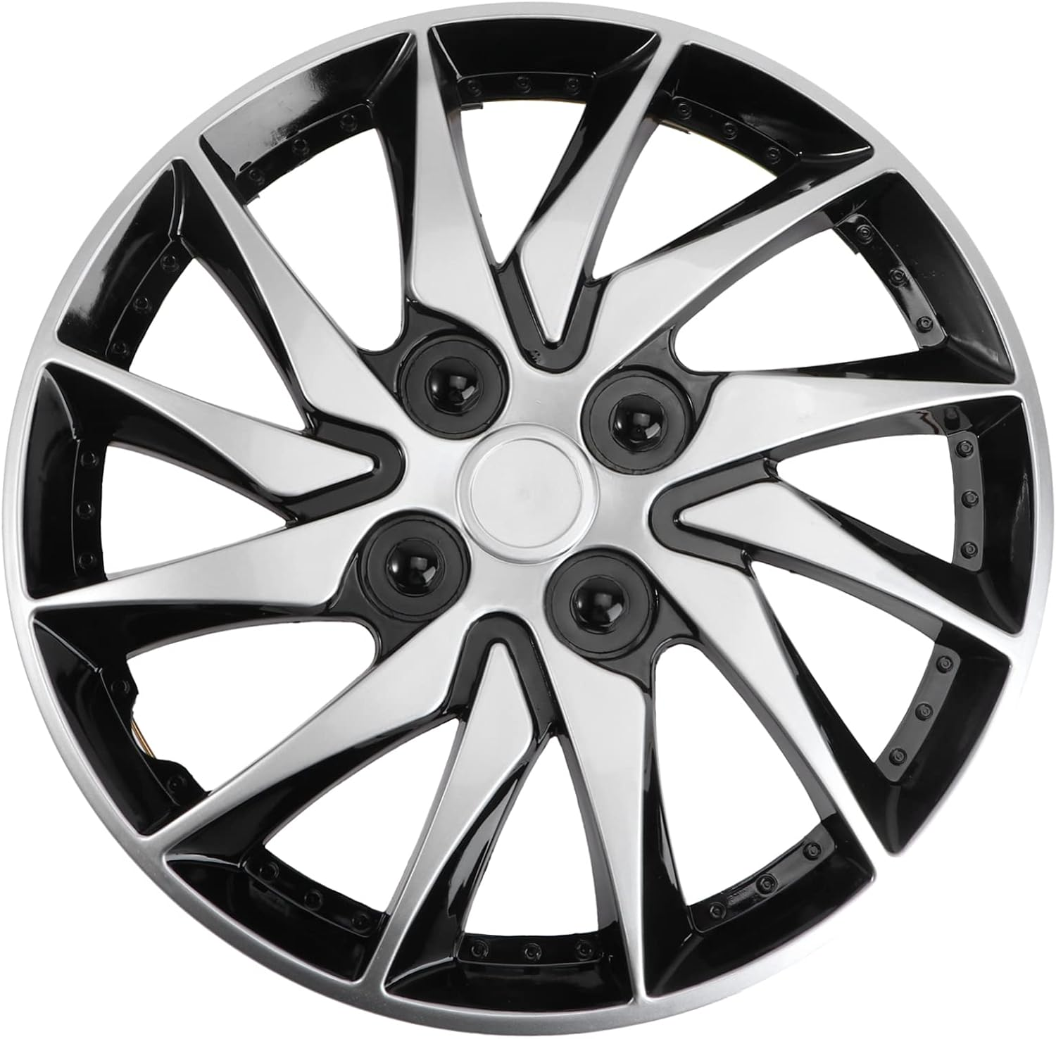 ULTECHNOVO 14 Inch Car Wheel Case Hubcap - Car Wheel Trims Case Hub Cover Hubcaps Manhole for Protection Hub Caps (Silver Black)