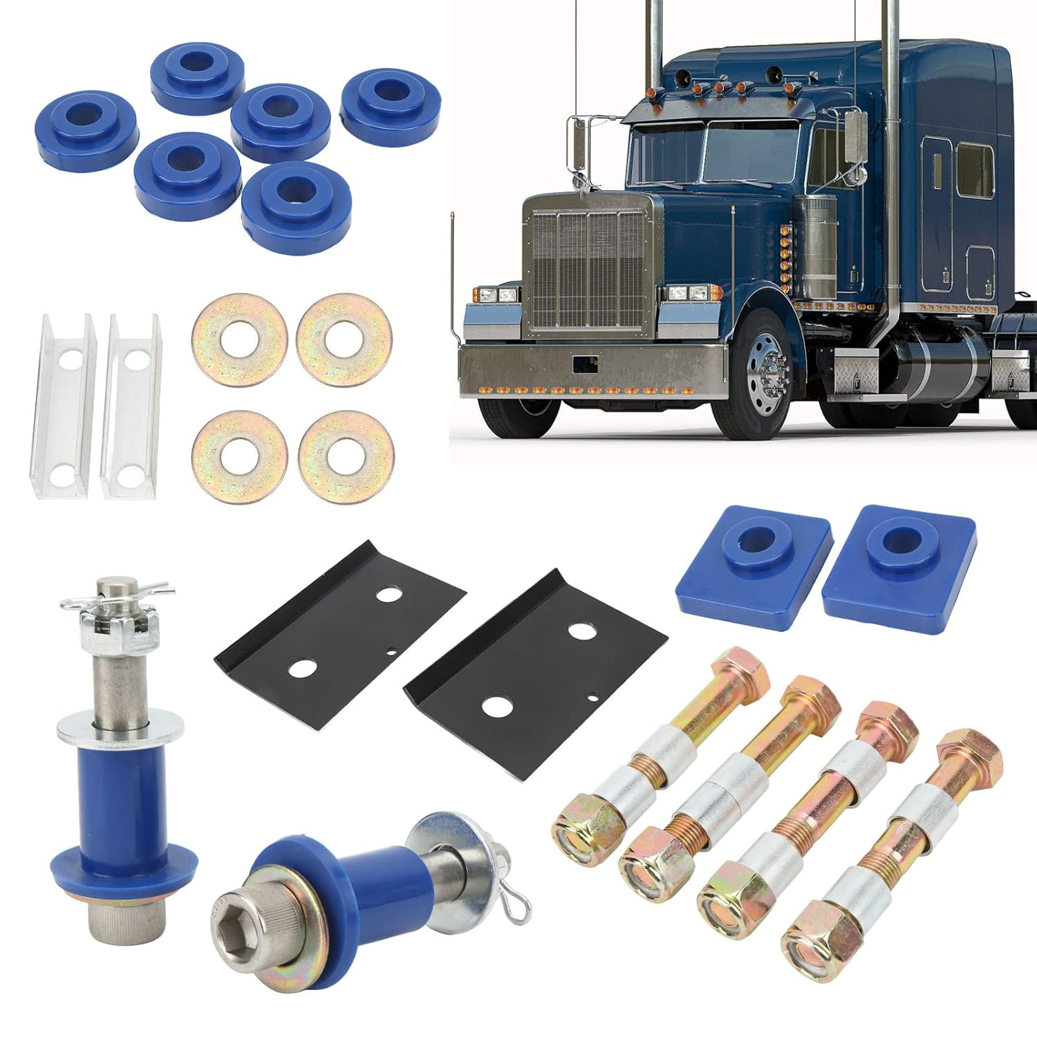 Hood Hinge Kit, 22PCS Pivot Bushings & Mount Bolts Set, Compatible with Peterbilt 379