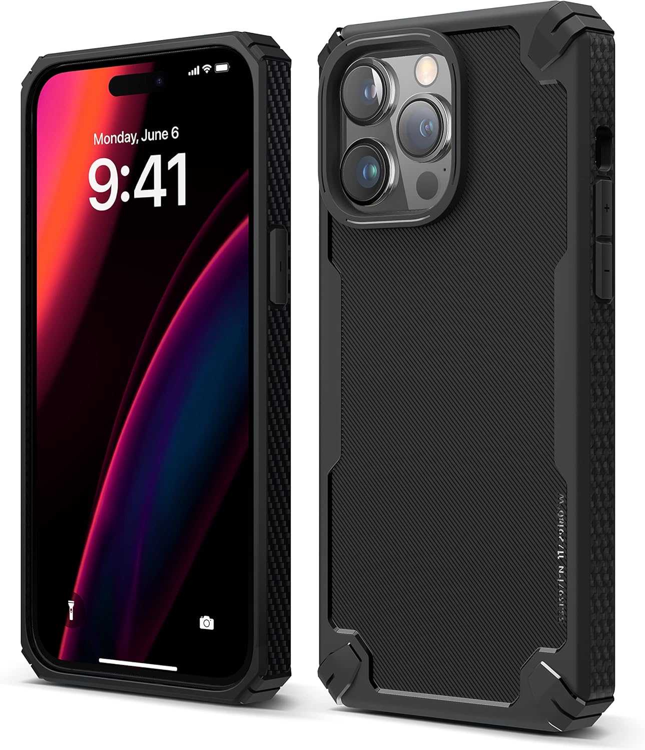 Elago Armor Case Compatible with Iphone 14 Pro Max Case (6.7"), US Military Grade Drop Protection, Heavy-Duty Protective Case, Carbon Fiber Texture, Tough Rugged Design,Shockproof Bumper Cover(Black) image number 3