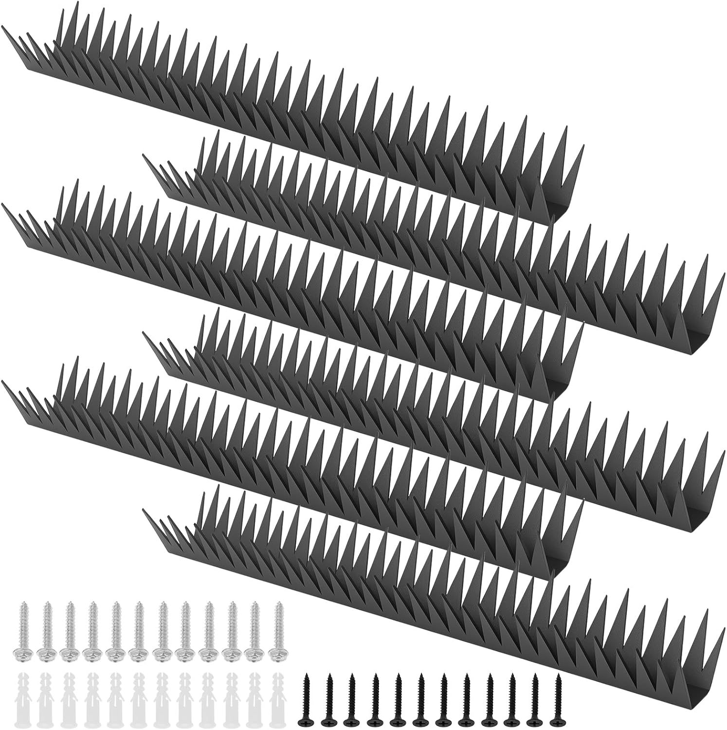 6Pcs Fence Spikes Metal Climb Security Spikes Heavy Duty Outdoor Walls Intruder Device Easy to Install for Fence Roofs Wall Home(Black)