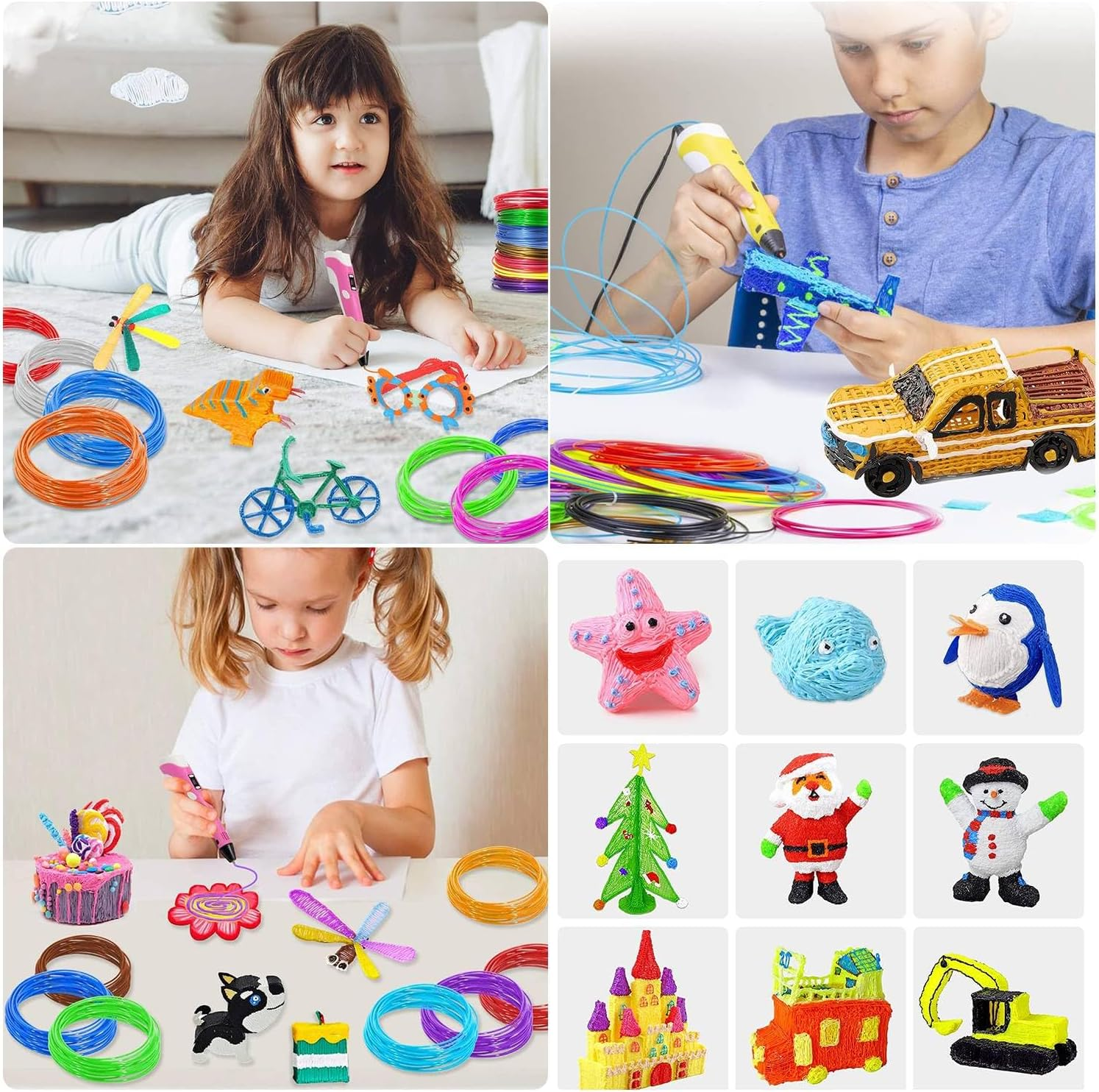 20 Colors 1.75Mm 3D Pen PLA Filament Refill, Total 200M Each Color 10M, 20 Bundles & 3D Pen Template Book Ideal for Home Art, Crafts, Doodler to Create - Is Great Kids Gifts for Birthday and Christmas