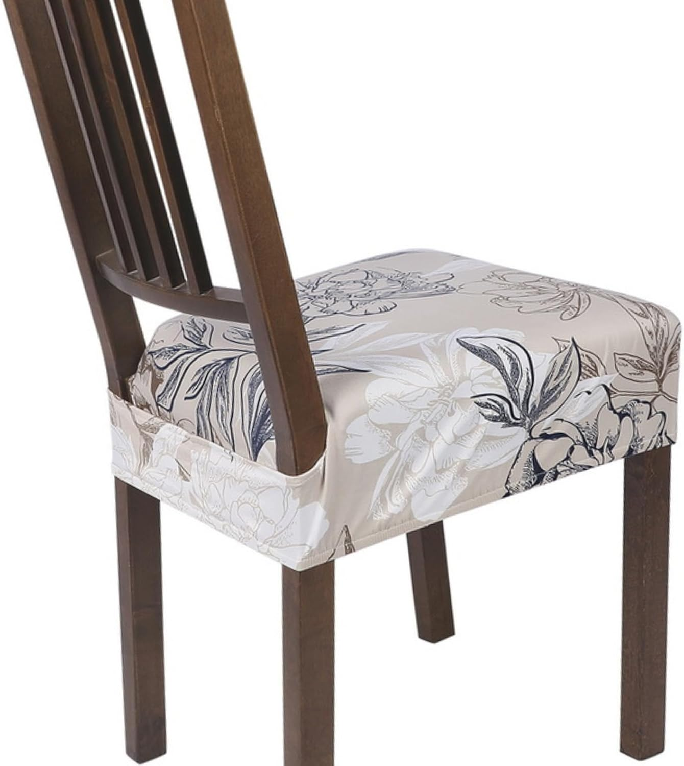 Searchi Stretch Dining Chair Seat Covers Set of 4, Soft Removable Washable Seat Covers for Dining Chairs, Dining Room Protector (Rear-Covered, Grey)