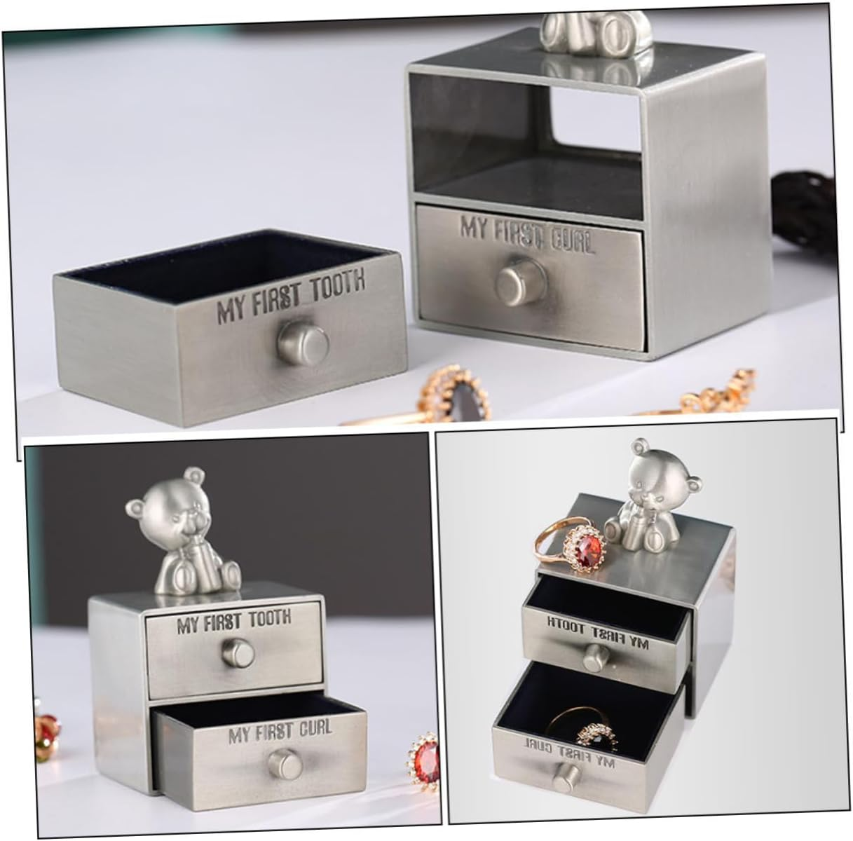 GARVALON 2Pcs Box Tooth Holder Box Keepsake Organizer for Teeth and Jewelry Storage Compact and Sturdy Design for Boys for Growth Memories