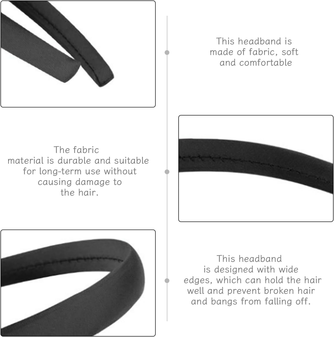 Pack of 4 Wide Brimmed Black Hair Bands, Hairstyle and Dressing Accessories, Broken Hair and Bangs Fixed Hairpin, Suitable for Daily Washing and Makeup Scenes image number 4