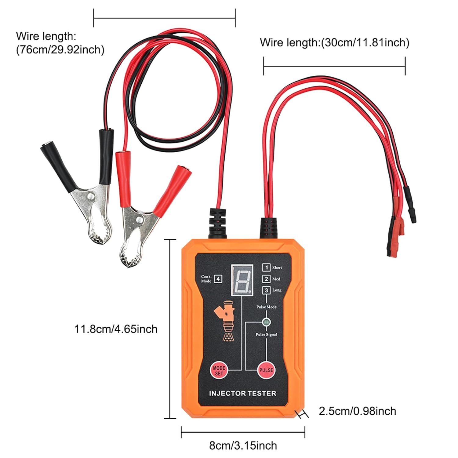 Domary Universal Fuel Injector Tester Cleaner Tool Kit 8 Pulse Modes with Adapters Short Circuit Protection (Orange) - Orange image number 4