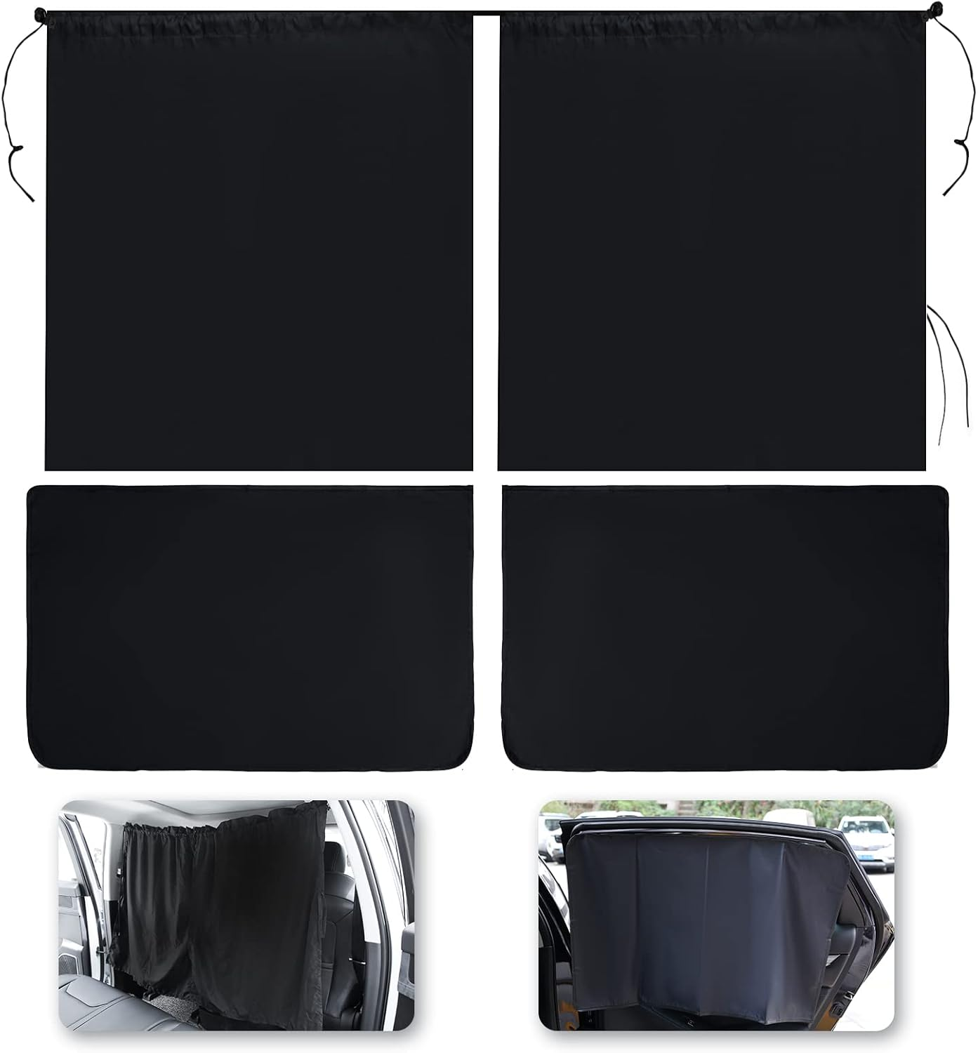 Car Divider Curtain Sun Shade, 1Pc Removable Front Rear Seat Car Curtains and 2Pcs Magnet Square Car Side Curtains Blackout Privacy Shades for Car Camping image number 2