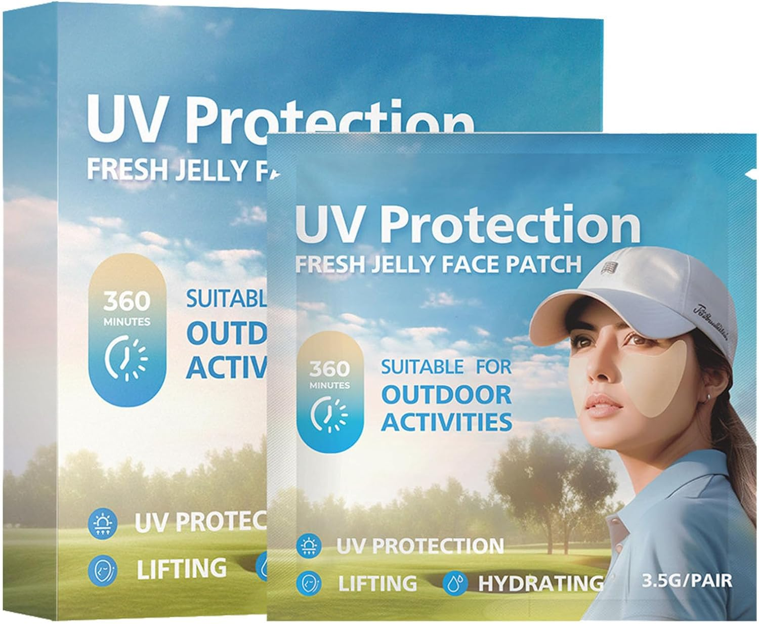 UV Face Patch Golf - 1/2/3 Box Daily UV Cut Golf Patch, 5 Pairs/Box Outdoor Activities Sun Protection, Waterproof Sunscreen Patch, Anti-Sweat Face Sun Patches, UV Facial Patches, Sunscreen UV Stickers image number 1