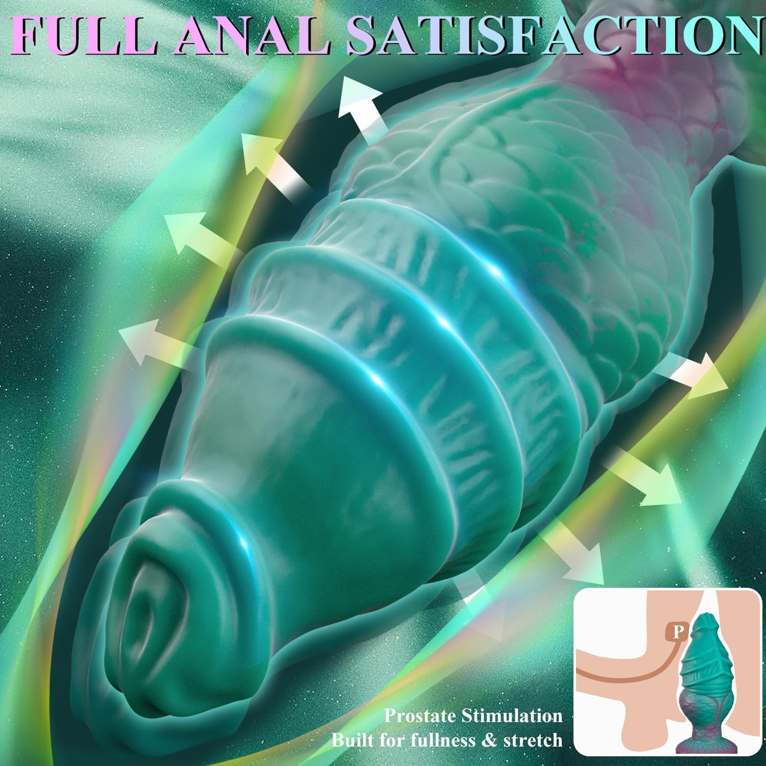 Inflatable Dragon Dildo &ndash; Adjustable Thickness Fantasy Knot Design, Extra Thick Anal Dildo with Strong Suction Cup, Animal-Inspired Dog & Horse Style, Adult Sex Toys for Women and Men (Green) - Green image number 2