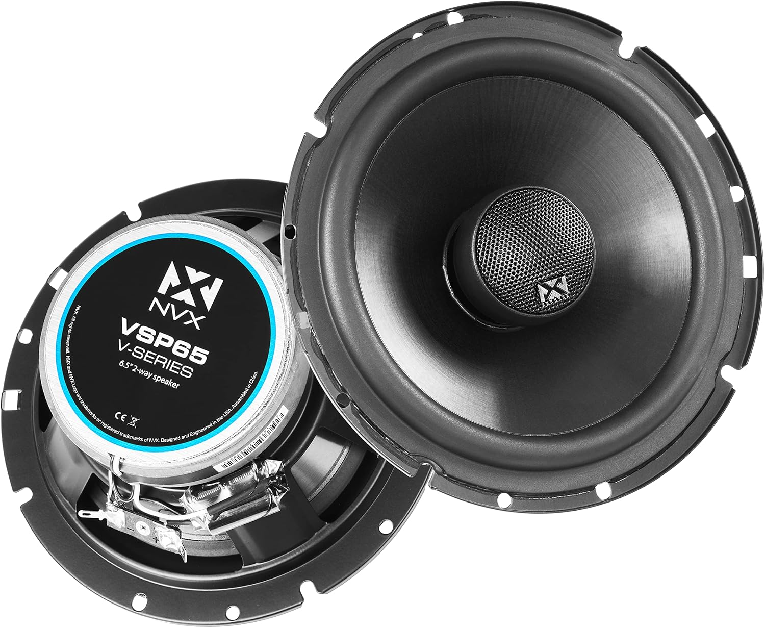 NVX&reg; VSP65 6.5" Premium Car Speakers, 600W Max, 200W RMS, 2-Way 6-1/2 Inch Coaxial W/ 1" Silk Dome Tweeters & Built-In X-Overs, Easy to Install in Cars/Trucks/Doors (Pair)