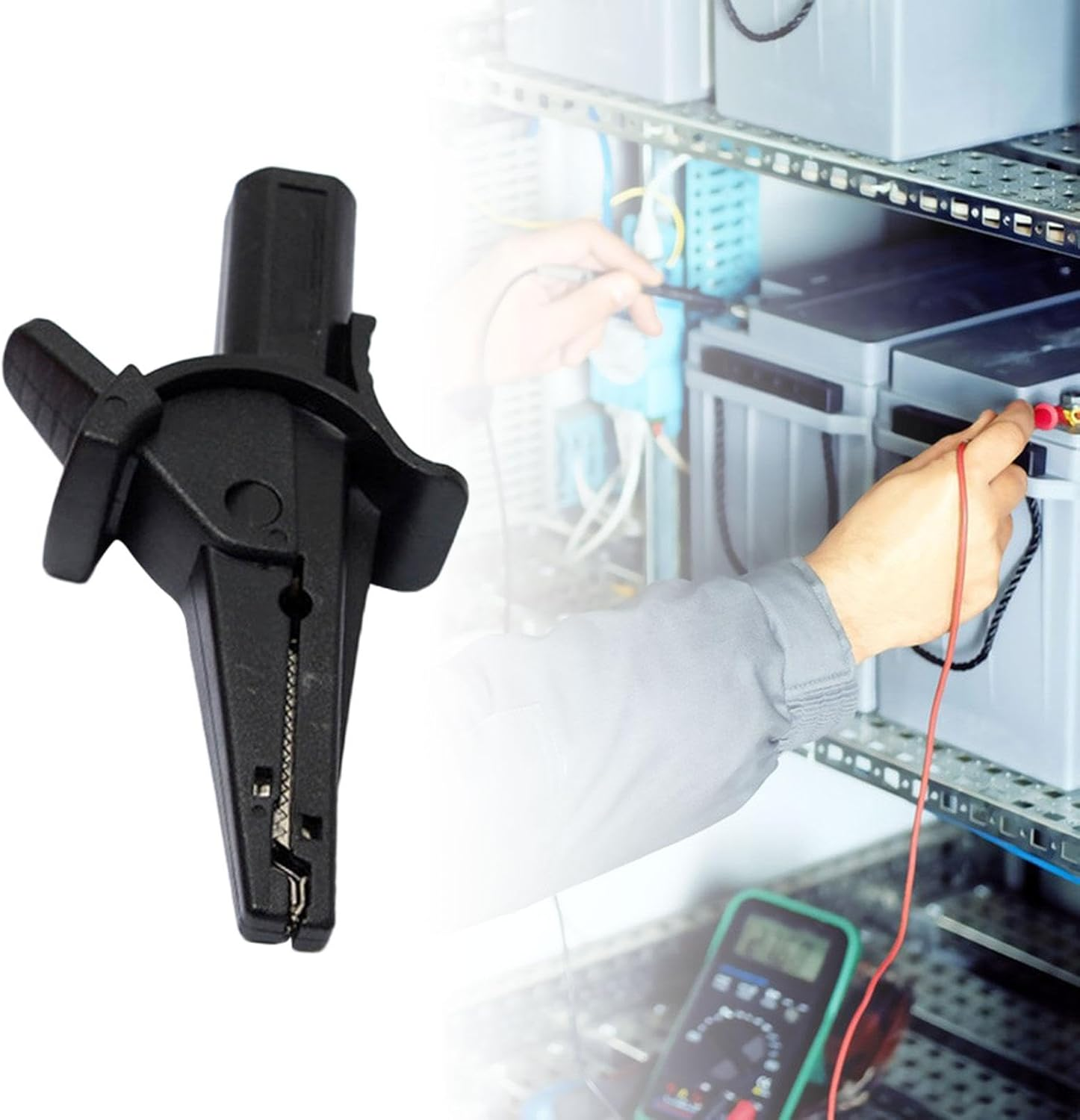 Harayaa Heavy Duty Alligator Clip Crocodile Clamp Easy to Use Electrical Testing Test Clip, Insulation Protecting for Automotive, Car, Black - Red image number 3