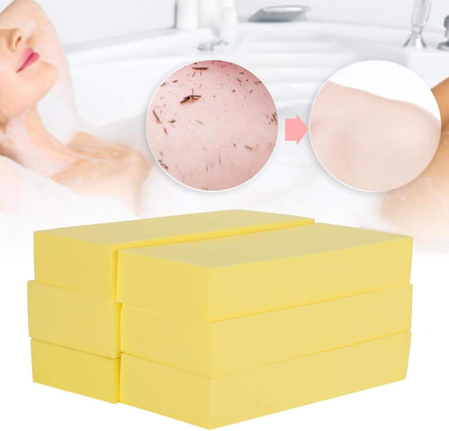 Bath Sponge for Shower Exfoliating Bath Sponge, Body Scrub Sponge, Exfoliator Body Sponge Soothing Body Sponge for Bathroom for Household(Large Yellow) image number 6