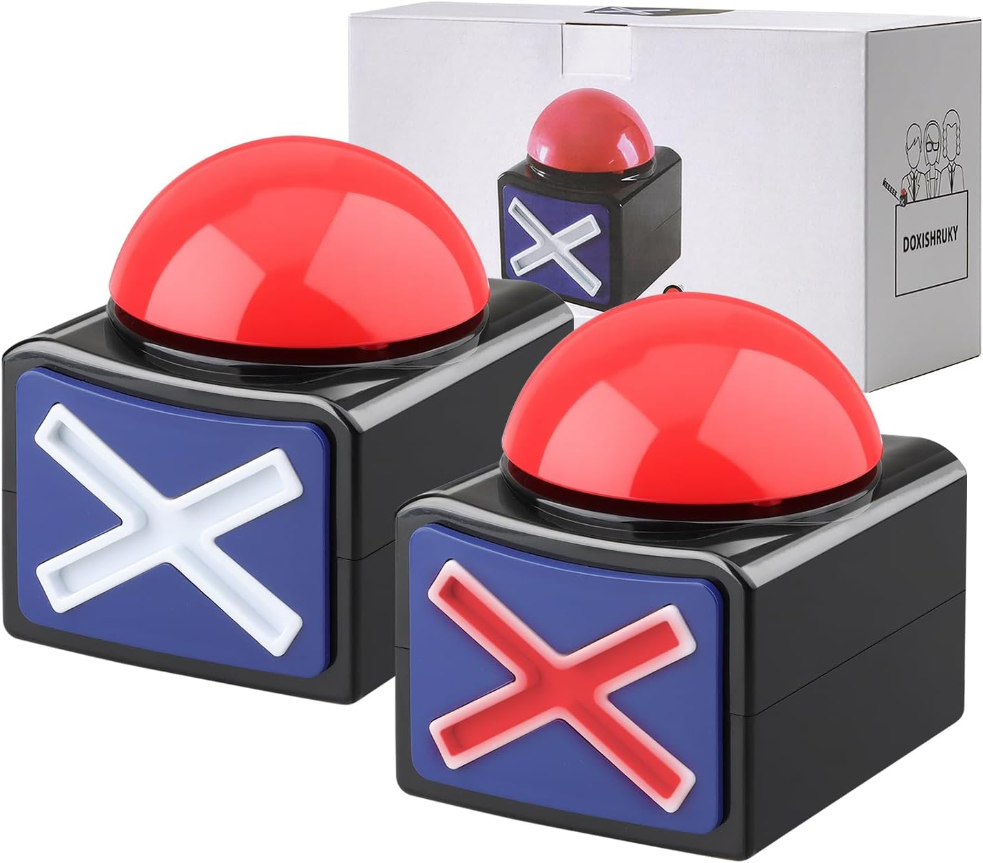 2Pcs Game Answer Buzzer Alarm Button Box with Sound Light Party Contest Prop Toy, Trivia Quiz Got Talent Buzzer for Kids Adult image number 4