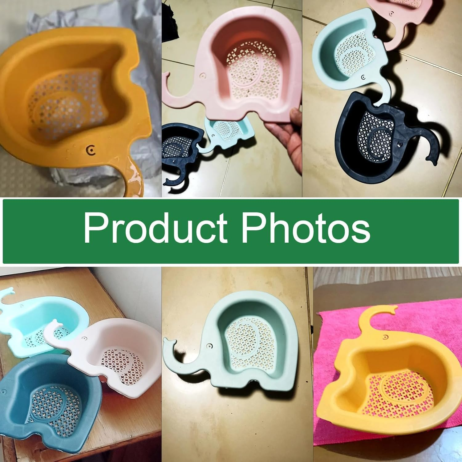4 Pcs Kitchen Sink Strainer Basket Corner Sink Colander Mini Elephant Faucet Hanging Sink, Food Catcher Filter for Waste Solids Tidbits Leftovers Discards (Multiple Colors, 23 * 17CM) image number 4