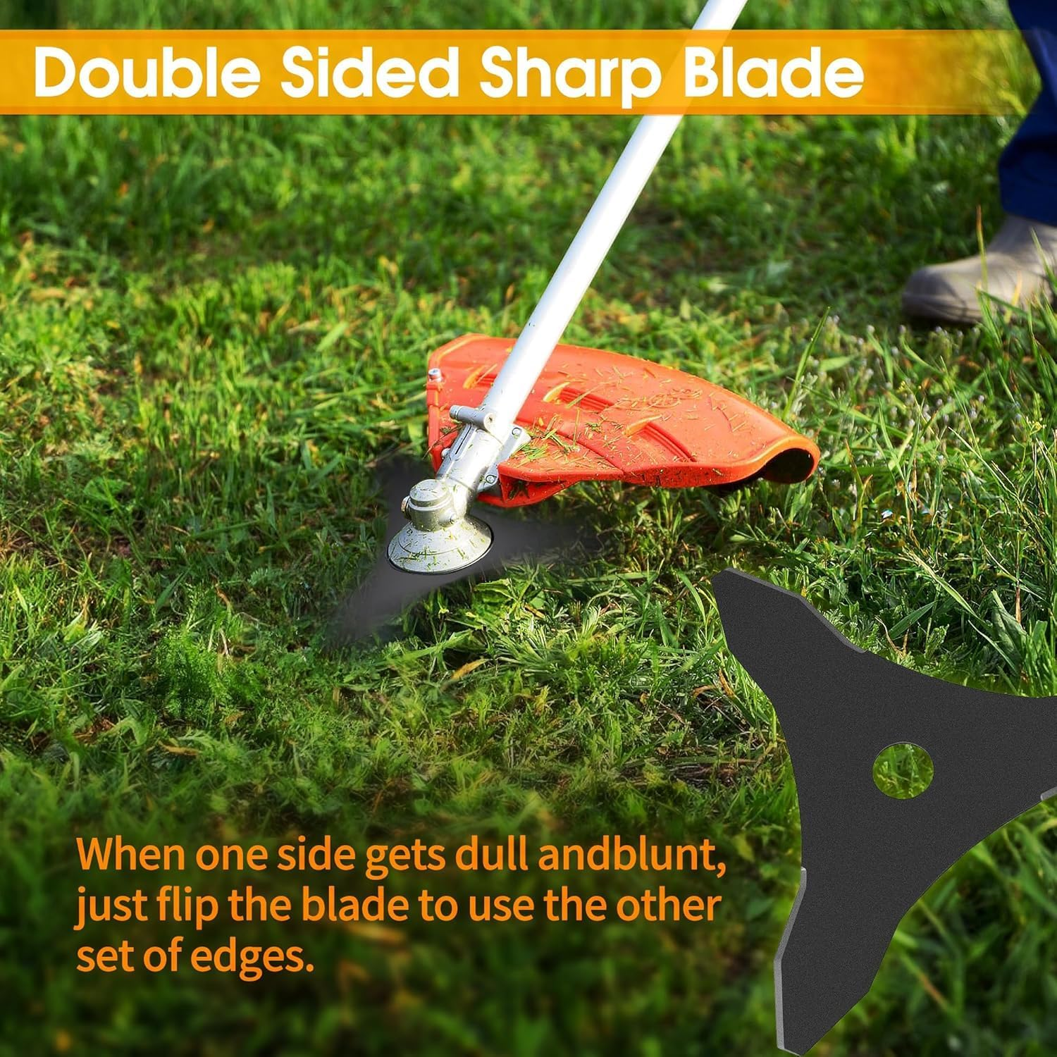 2 Set Carbon Steel Trimmer Blades with Adapter Kits,10" X 3 Teeth Brush Cutter Blades, Compatible with Hus-Qvarna, Stih-L, Ore-Gon, Hita-Chi Brush Cutter, Weedwacker,Weed Eater Replacement Blades image number 1