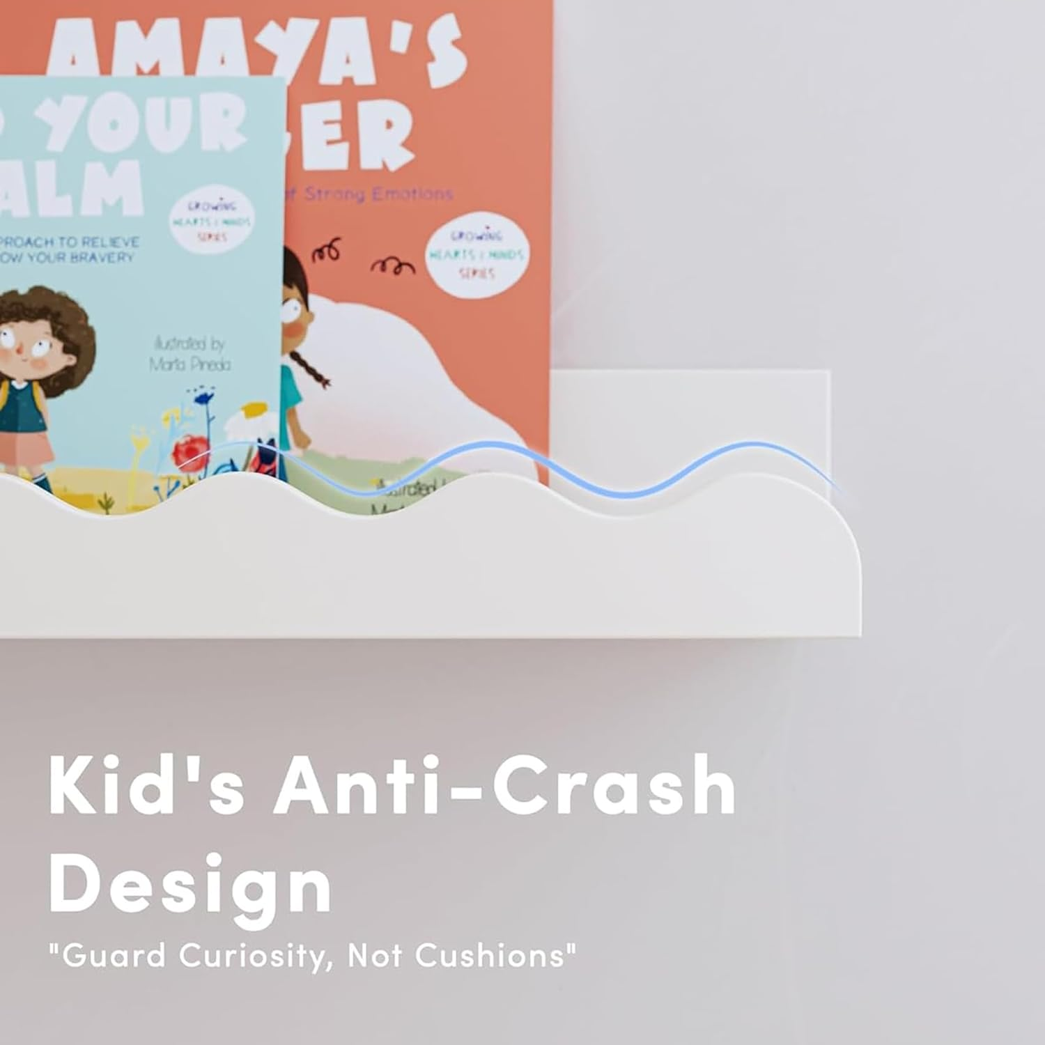 White Nursery Wall Mounted Book Shelves, Floating Bookshelf for Kids Bedroom, Toddler Room, Baby Room, 4Packs 40 * 11 * 4Cm image number 3