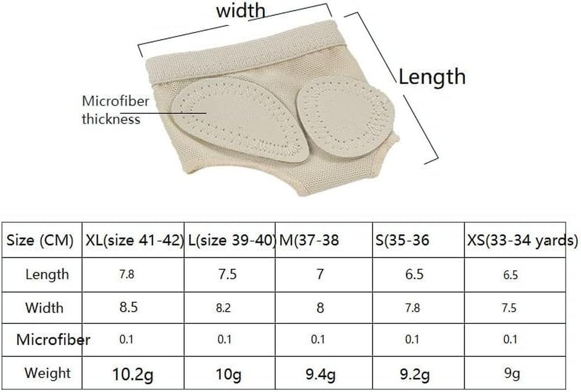 AIMALL Ballet Dance Foot Thongs, Toe Undies Forefoot Cover Half Lyrical Shoes Paws Pad, Flexible Knitted Fabric, Beige, S-XL Sizes for Dance & Casual Use image number 3
