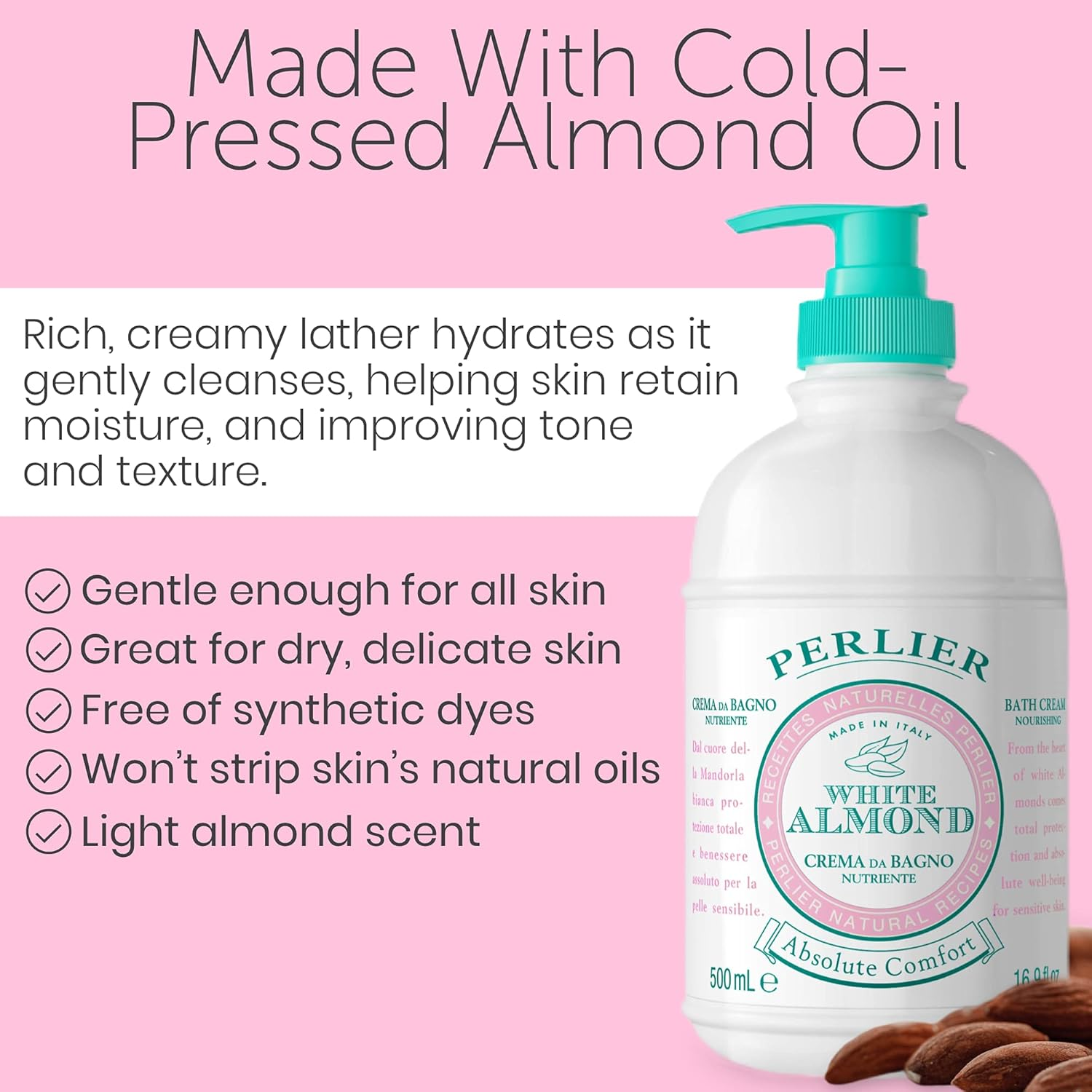 Perlier White Almond Nurturing Bath Cream, 16.9 Fl. Oz.
