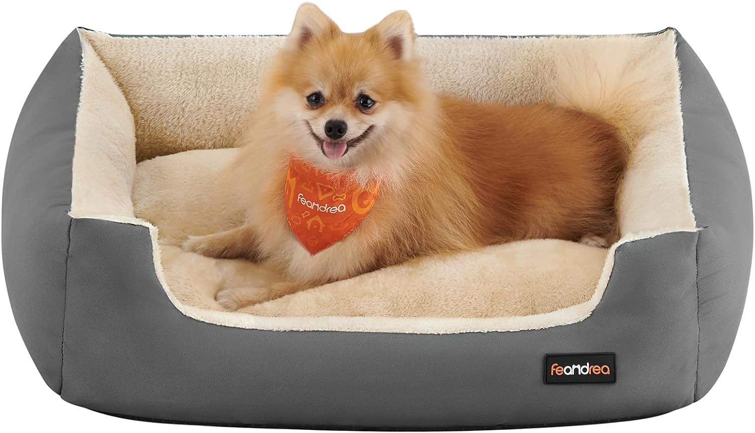 Feandrea Large Washable Dog Sofa Bed - Soft, Cosy Grey, Removable Reversible Cushion, 85 X 65 X 21 Cm, Dark Grey PGW004G01