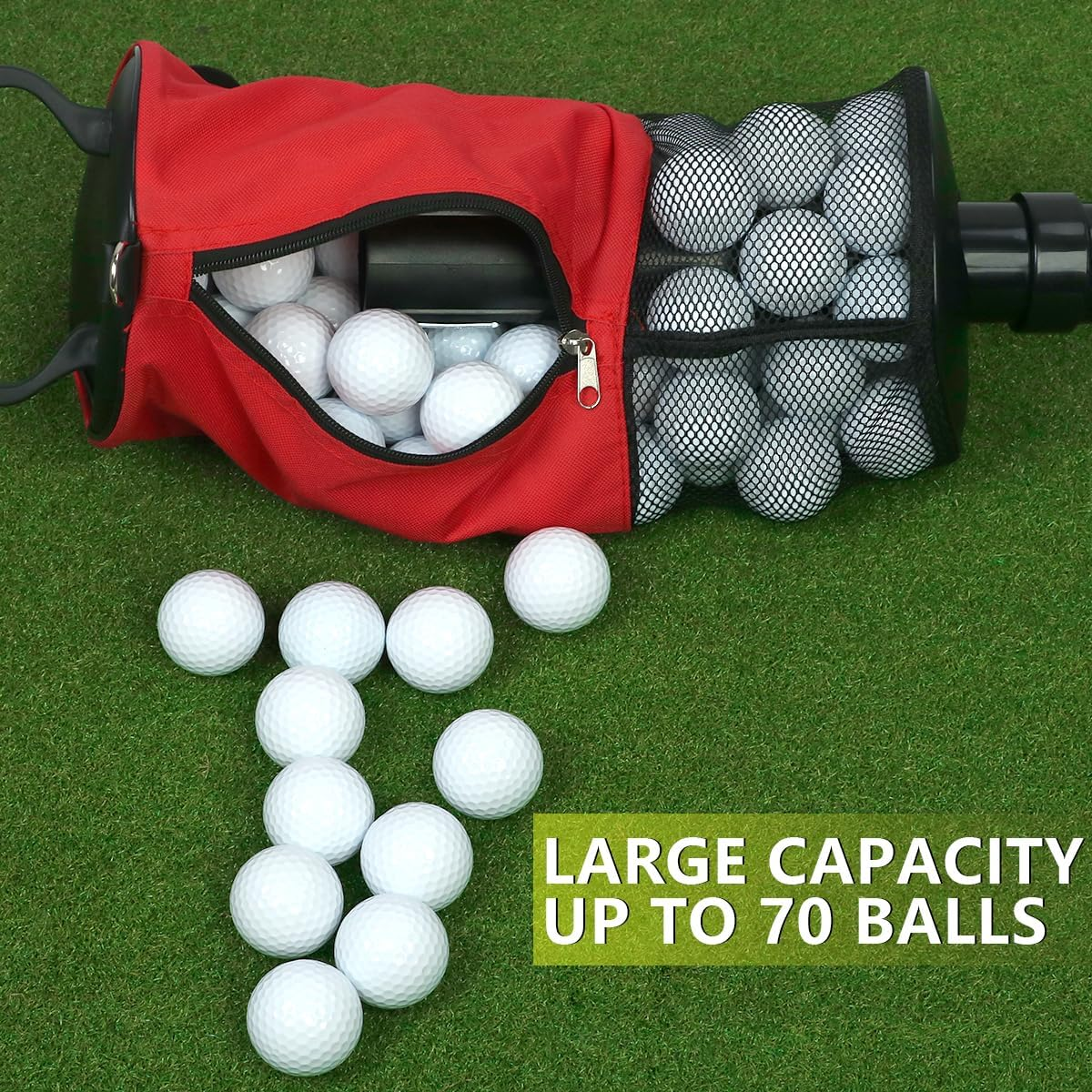 HOW TRUE Golf Ball Retriever, Portable Shag Bag Golf Ball Pick up with Removable Plastic Tube, Pocket Shagger Storage - Black 1 image number 3