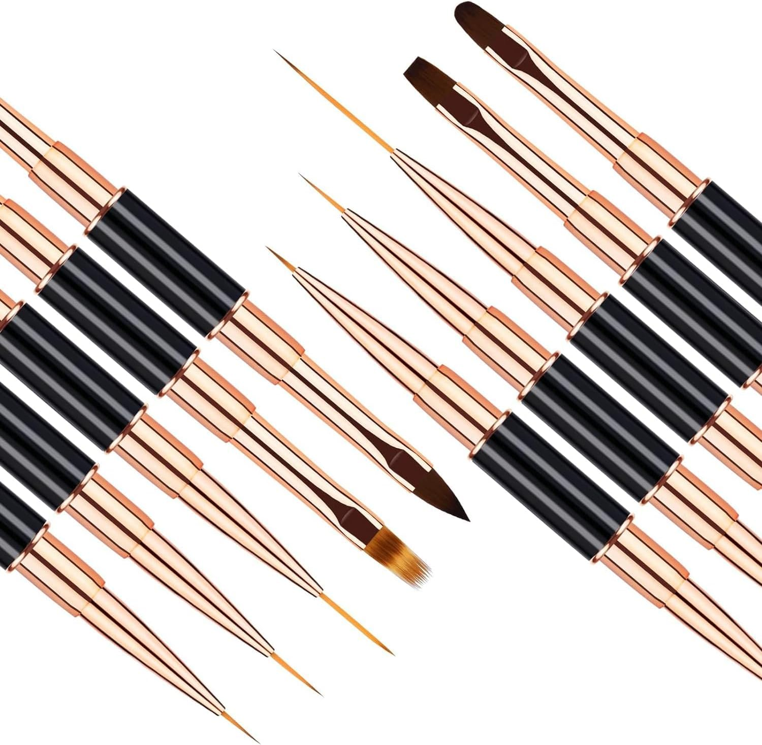 Nail Art Brushes Set - Professional 5Pcs Double-Ended Acrylic Nail Art Brushes Liner Detail Thin Brushes for Drawing Design Brushes Gel Builder Brushes 3D Nail Art Tools for Salon at Home DIY Manicure Nail Art Tool Kit (Black) image number 3