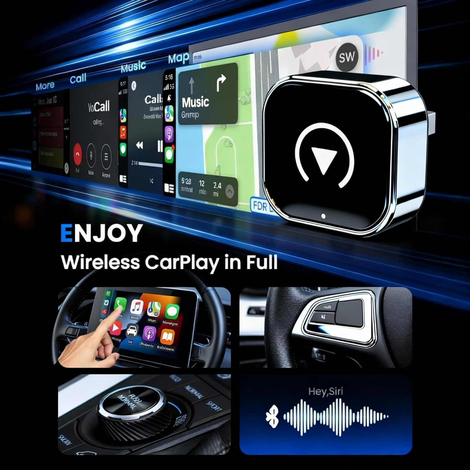 Wireless Carplay Adapter 2025 Upgrade Wired to Wireless, Mini USB Design for Cars with Built-In Wired Apple Carplay Plug and Play Stable Connection Car Play for Iphone 6+, Android 11+ (2017+ Cars)-Ash