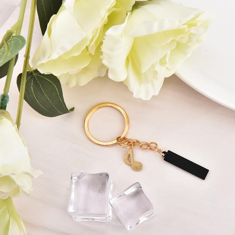 Yaozeio Gold Music Themed Gift Keychain for Music Lovers Teacher Musical Note Key Ring for Student Christmas Birthday Gifts for Musician Piano Players Keyboard Piano Keychain Musical Gifts image number 2