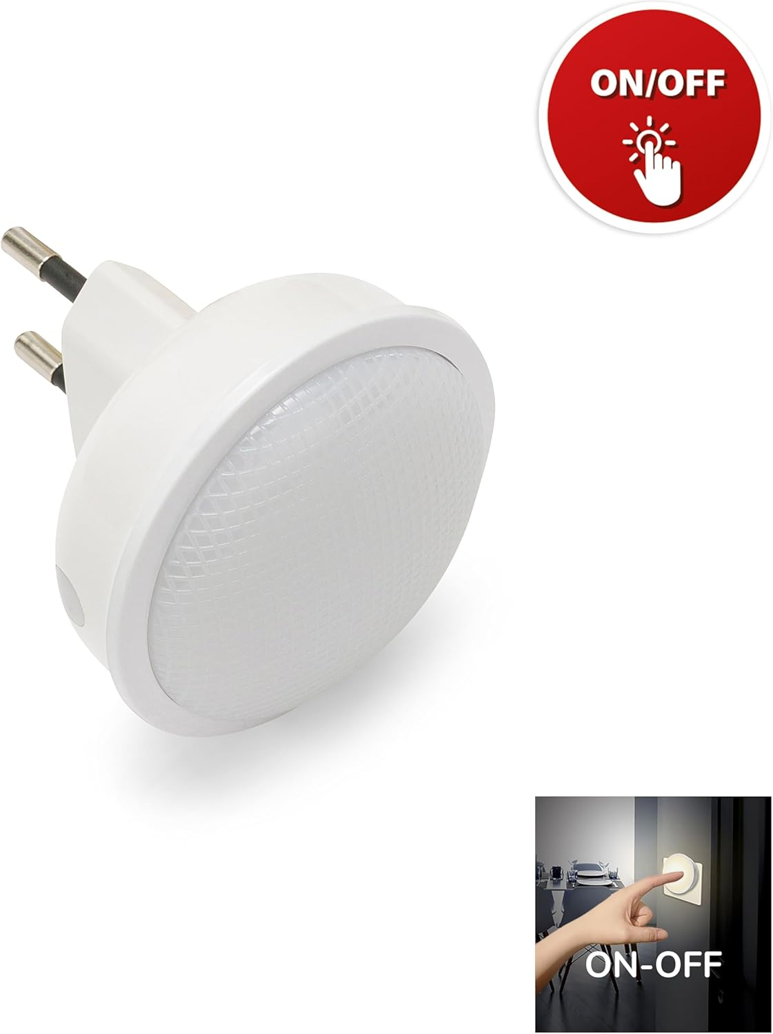 Velamp IL28NG LED Night Light with Pressure Switch - 3000K Warm Light - One-Touch On/Off - Compact Design for Kids Room, Hallway and Bedroom image number 6