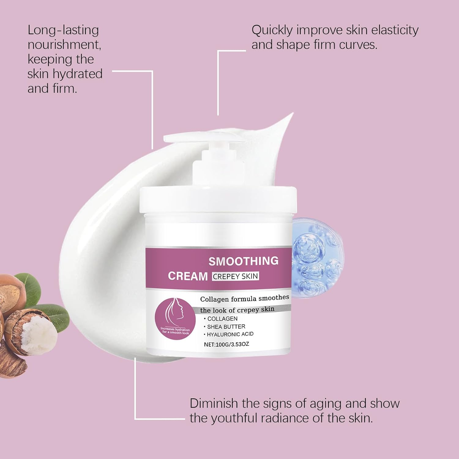 Collagen Cream for Crepey Skin - anti Wrinkle & Firming Face Cream with Hyaluronic Acid - Skin Tightening Treatment for Body, Neck, Hands, Arms - Hydrating Moisturizer for Women & Men (2) image number 1