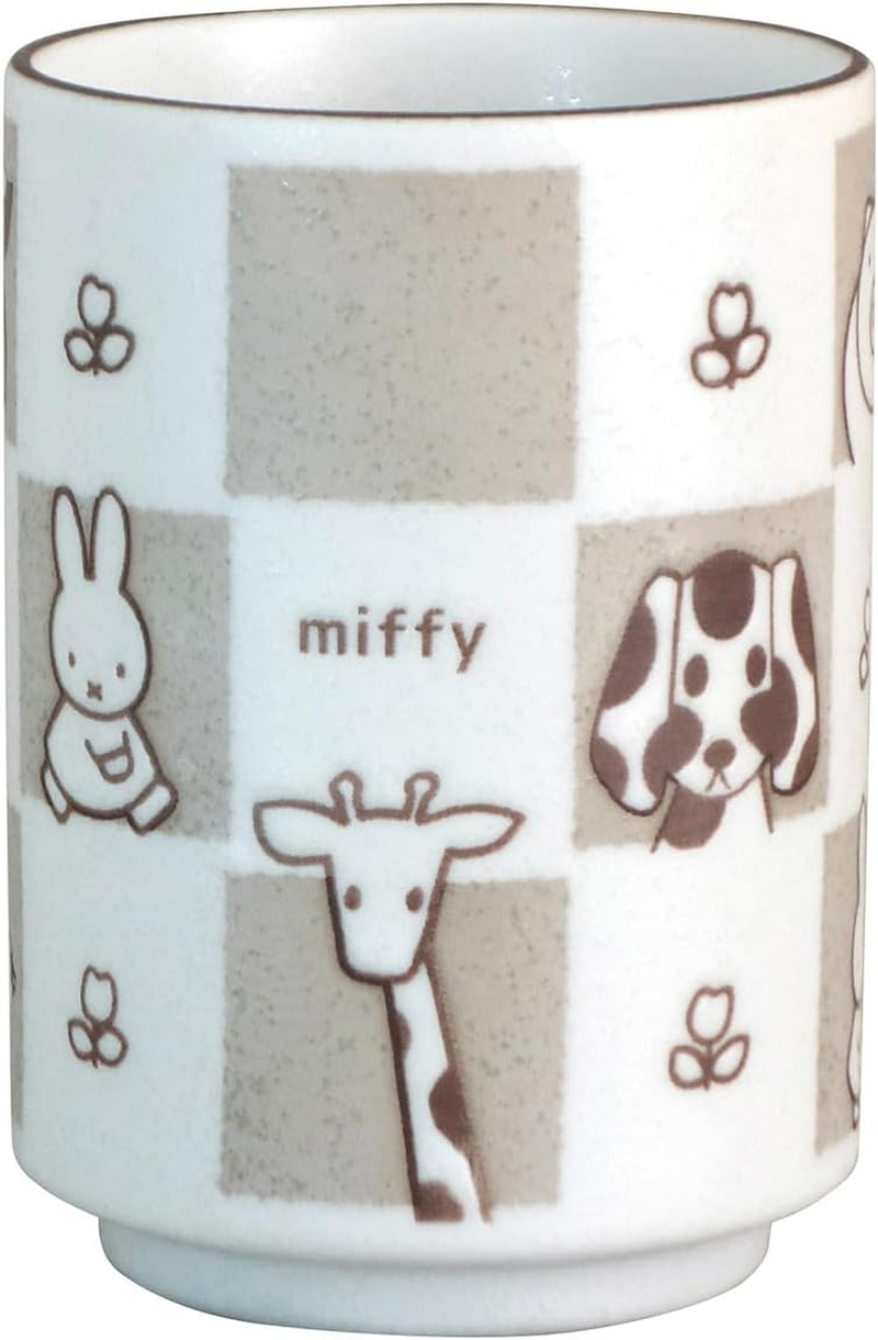 Dick Bruna Miffy 212144 Tea Cup, Cup, Approx. 9.1 Fl Oz (270 Ml), Microwave, Dishwasher Safe, Flowers, Yellow Beige, Made in Japan