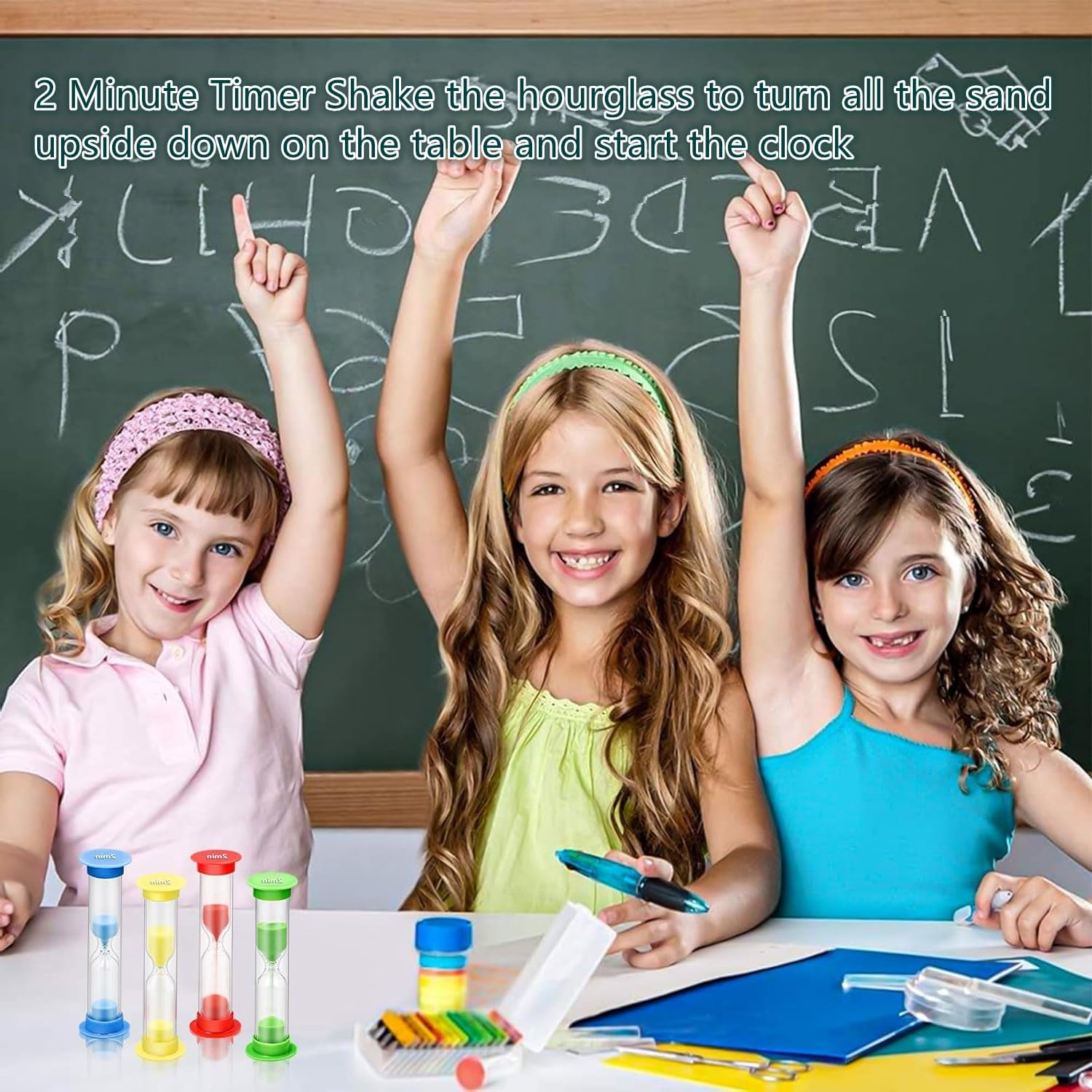 4PCS Sand Timers, 2 Minute Sand Clock Timer Hourglass Countdown Timer for Brushing Teeth, Classroom, Home and Kitchen(Colorful) image number 2