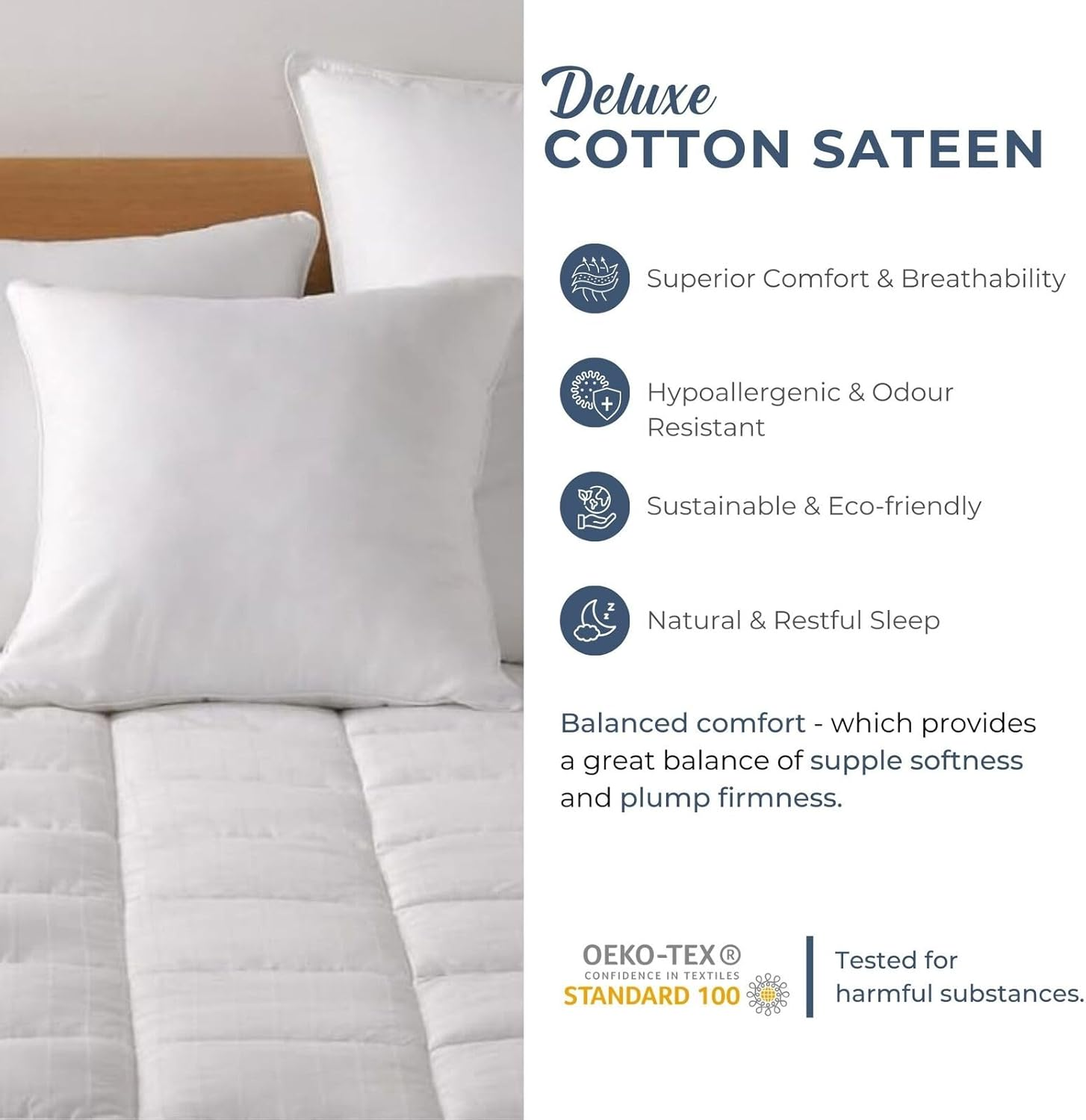 Dreamaker Hotel Collection Mattress Topper, 100% Cotton Dobby Sateen Quilted Cover, 600GSM Memory Resistant Ball Fibre Fill, Fully Fitted Skirt, Treated for Anti-Bacterial Protection - Queen Bed image number 6