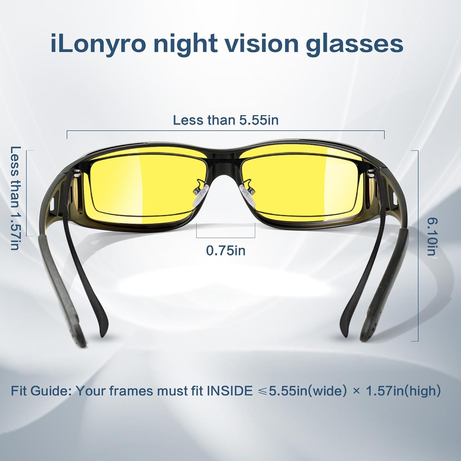 Night-Driving-Vision-Glasses anti Glare for Men Women - Polarized,Night Vision Glasses for Driving, Night Time, Fit over Glasses,Astigmatism,Yellow Lens,Shiny Black Frame image number 5