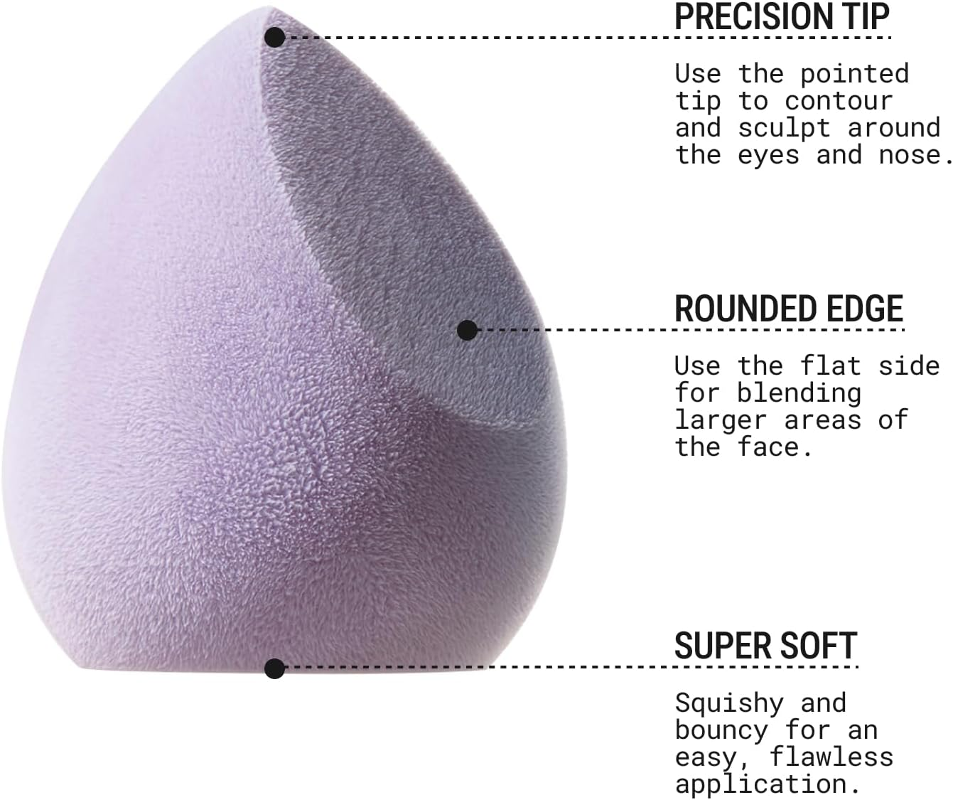JUNO & Co. Microfiber Makeup Sponge, Dual Layer Technology for Full Coverage Flawless Makeup Blender for Foundation, Powder and Cream (Lavender Style and Purple Color) - Blue And Green image number 4