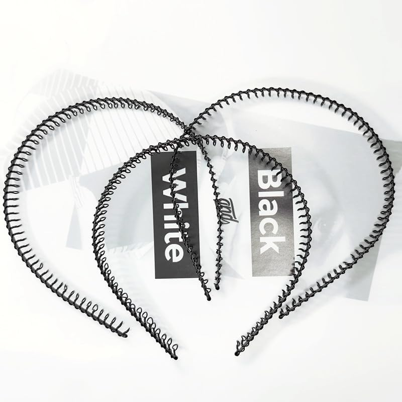 6Pcs Unisex Black Metal Hairband Teeth Comb Headband Hair Hoop Headwear Accessory for Women Men (Black, One Size) image number 4