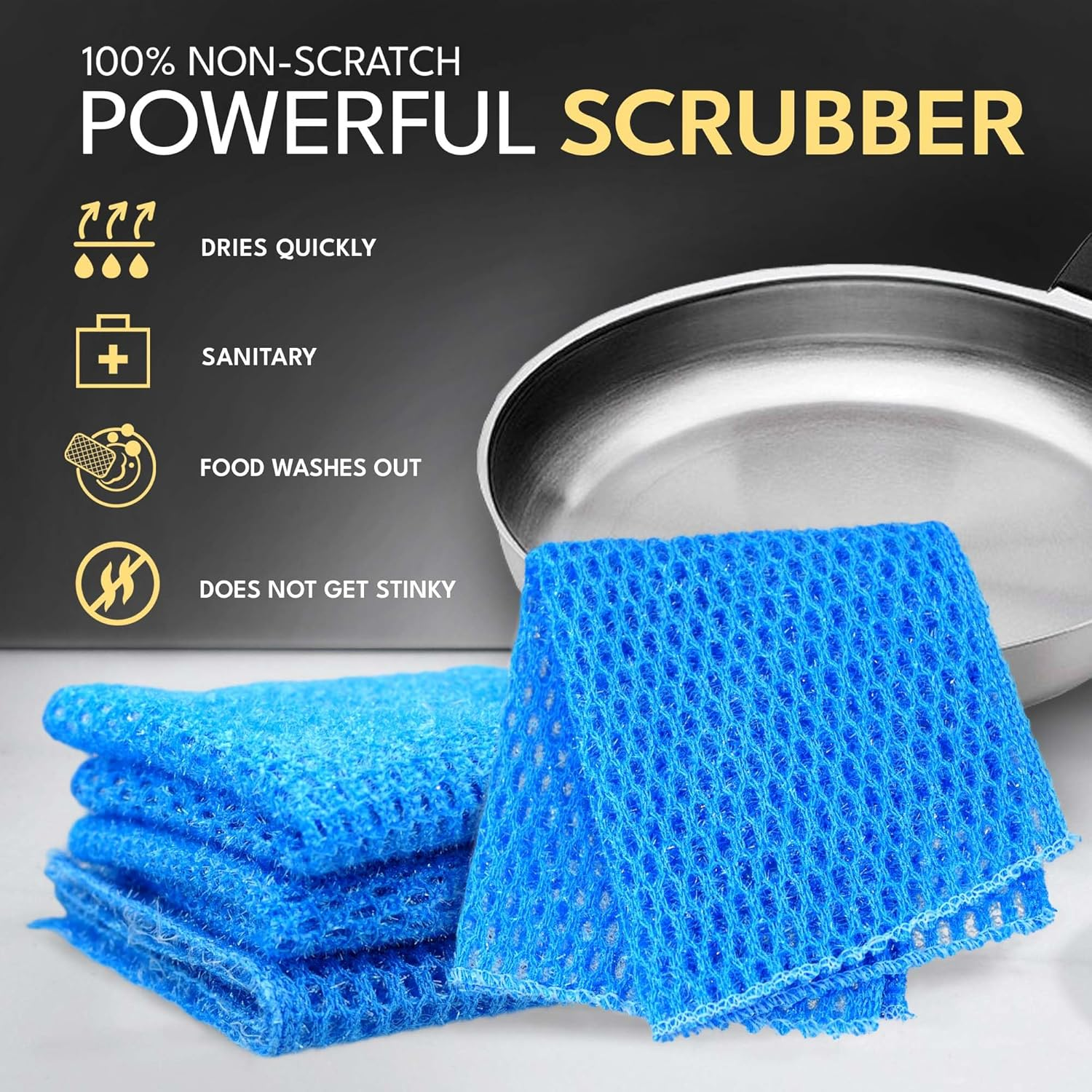 Non Scratch Dish Scrubbers for Cleaning Dishes (3PK) - Reusable Kitchen Sponge - Replace Dish Sponges for Washing Dishes - Best Household Scrubbing Pad & Alternative Dishwashing Scrub Pads Supplies image number 5