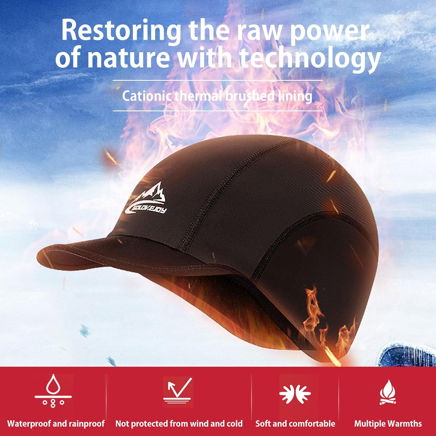 ZVCXOE Inner Hat Winter Cycling Hat Cold Protection Warm Windproof Wool Lining Helmet Inner Hat Walking Skiing Running Bicycle Men Head Circumference 71/8-71/2 Inches image number 1