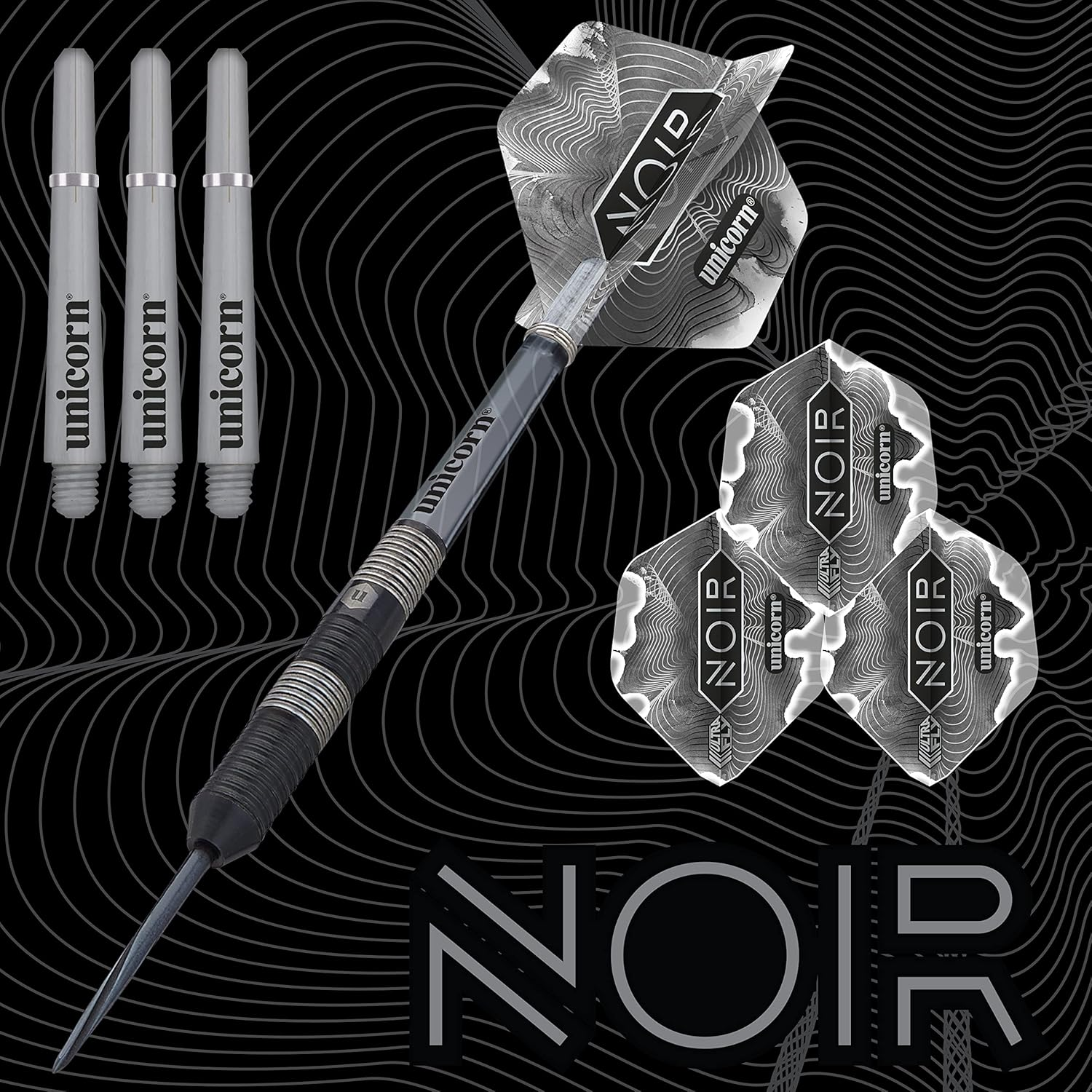 &lrm;Unicorn Darts Set | Noir Style 3 | 90% Tungsten Barrels With