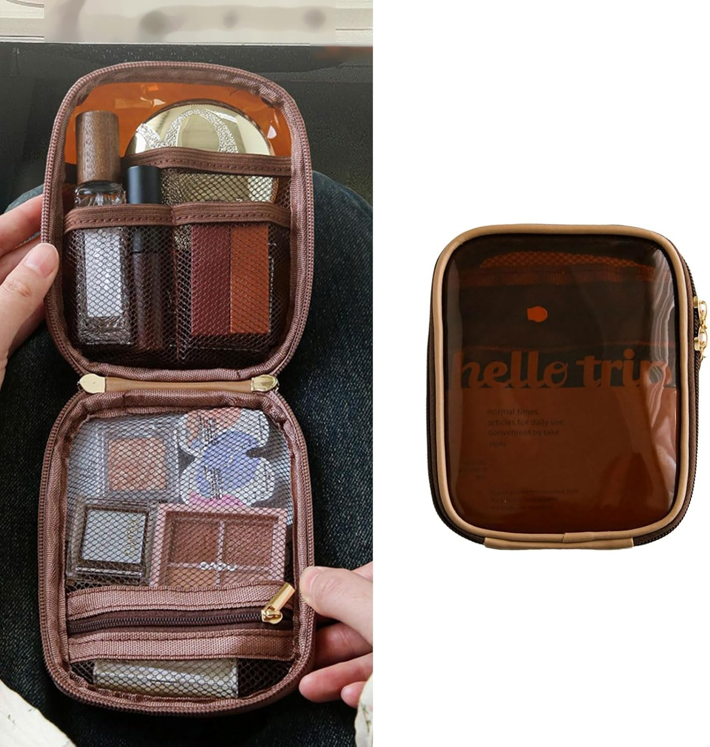 Travel Toiletry Set with Clear Designs and Multi Layered Compartments for Efficient Packing and Storage, B