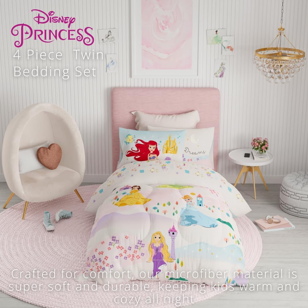 Franco Disney Princess Kids Bedding Super Soft & Cozy Comforter and Sheet Set, Twin, (100% Official Licensed Product) image number 2