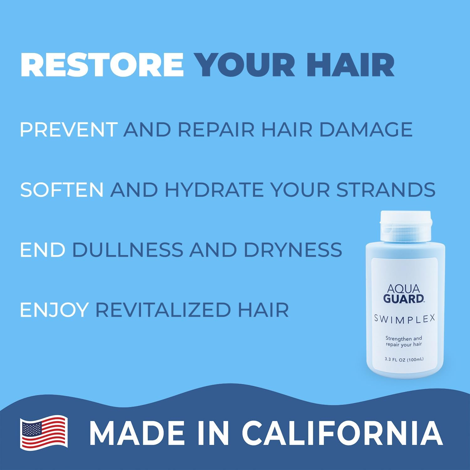 AQUA GUARD Swimplex | No More Dry, Brittle Strands | Reverses Damage Caused by Chemicals and Minerals in Water | Made in California | Paraben, Phthalate, and Gluten-Free | 3.0 Oz (1 Pack) image number 2