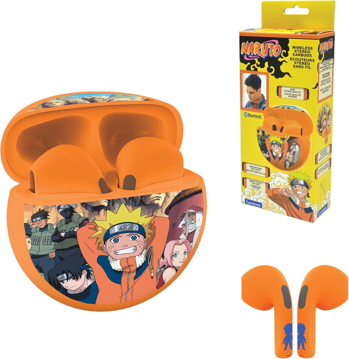 Lexibook Naruto Bluetooth Earbuds with Charging Storage Case image number 4