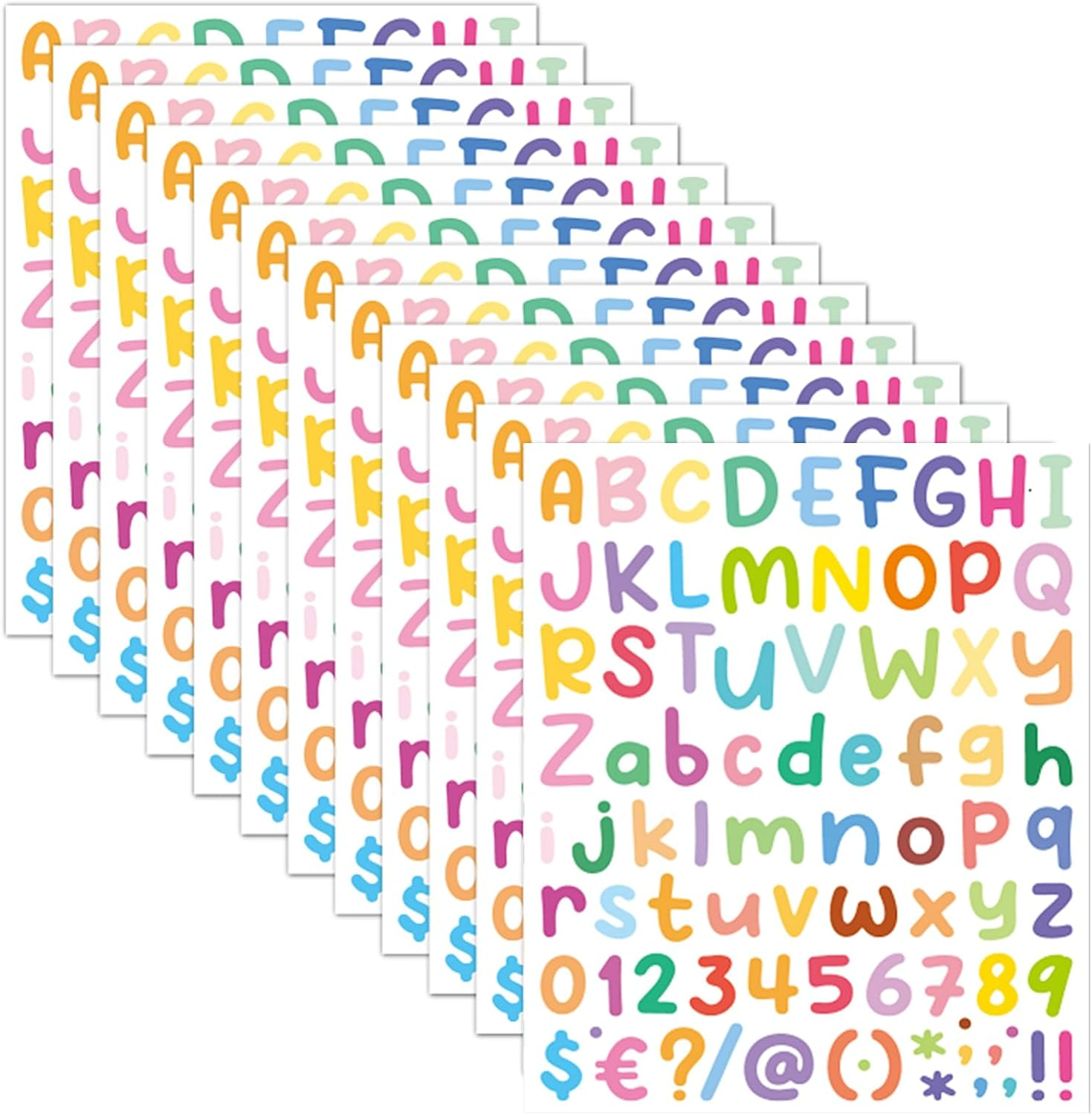 12 Sheets Vinyl Letters Numbers Stickers Kit,1008 Pcs 1 Inch Self Adhesive DIY Cursive Sticker Alphabet Number Letter Decal for Signs, Classroom Decor, Door Window,Office,Mailbox,Crafts (White)