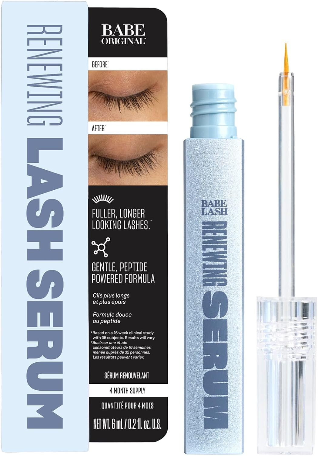 BABE ORIGINAL Renewing Lash Serum &ndash; Peptide-Infused Eyelash Serum for Fuller, Longer-Looking Natural Lashes, Lash Enhancing Treatment with Nourishing Botanicals, Cruelty-Free Gentle, 6Ml image number 5
