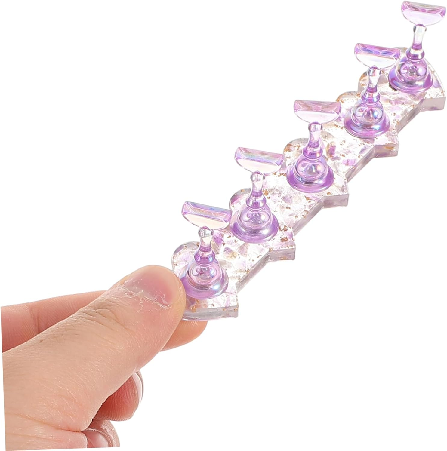 BIUDECO Iridescent Nail Practice Stand Portable Manicure Training Kit for Beginners Lightweight Fake Nail Holder for Home and Teaching