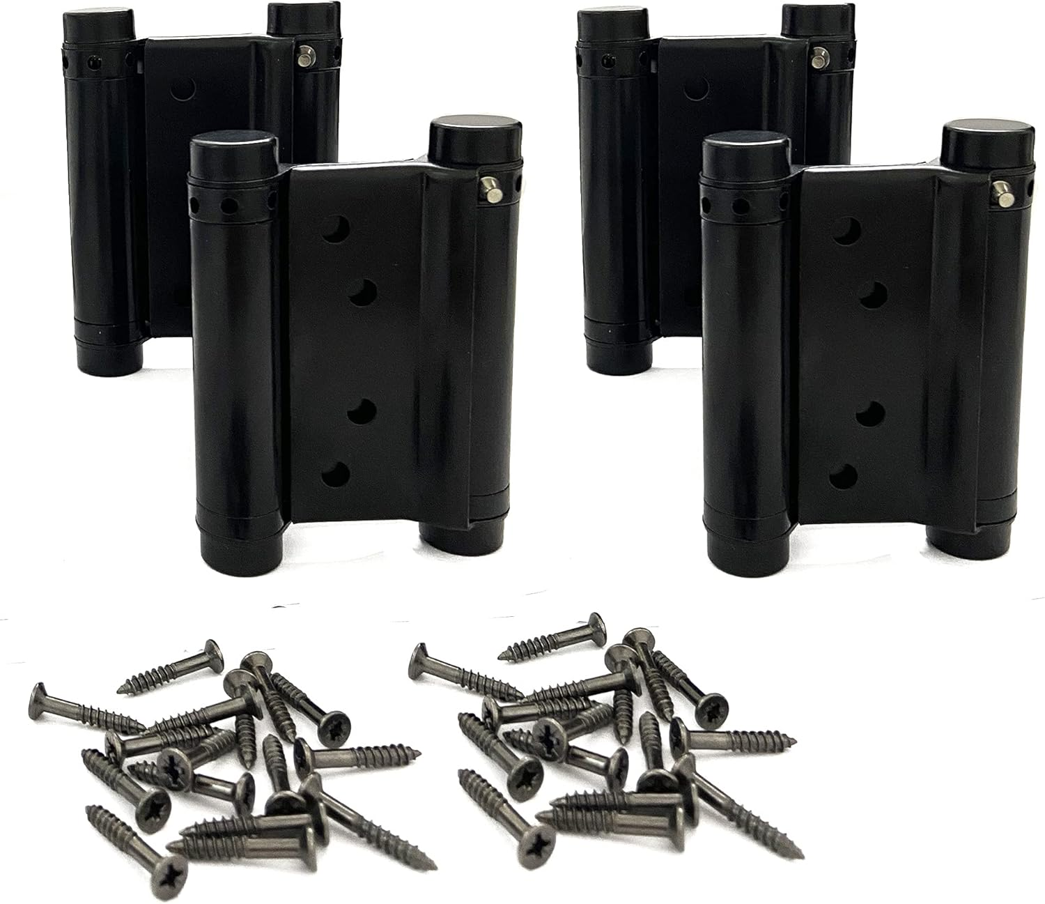 2 Pairs (4Pcs) 3Inch Double Action Spring Hinge Stainless Steel Cafe Saloon Door Swing Self Closing Black with Screws image number 1