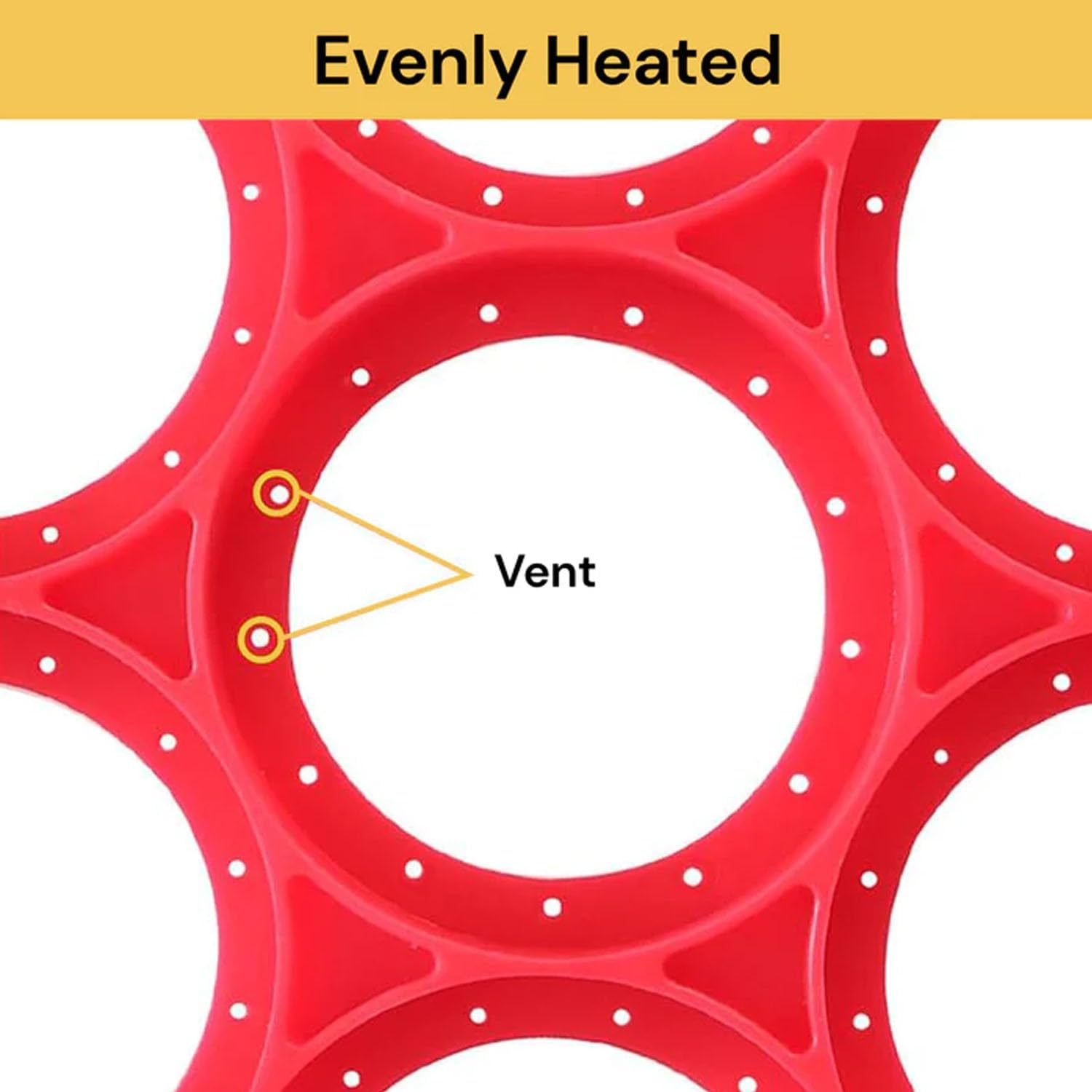 EZONEDEAL Pancake Mold Maker, Breakfast Mold Flip Cooker, Silicone 7 round Nonstick Egg Rings Set, Great for Cooking Fried Eggs, Hash Browns, Crumpets, Omelets on Griddle for Your Loved Ones-Red image number 3