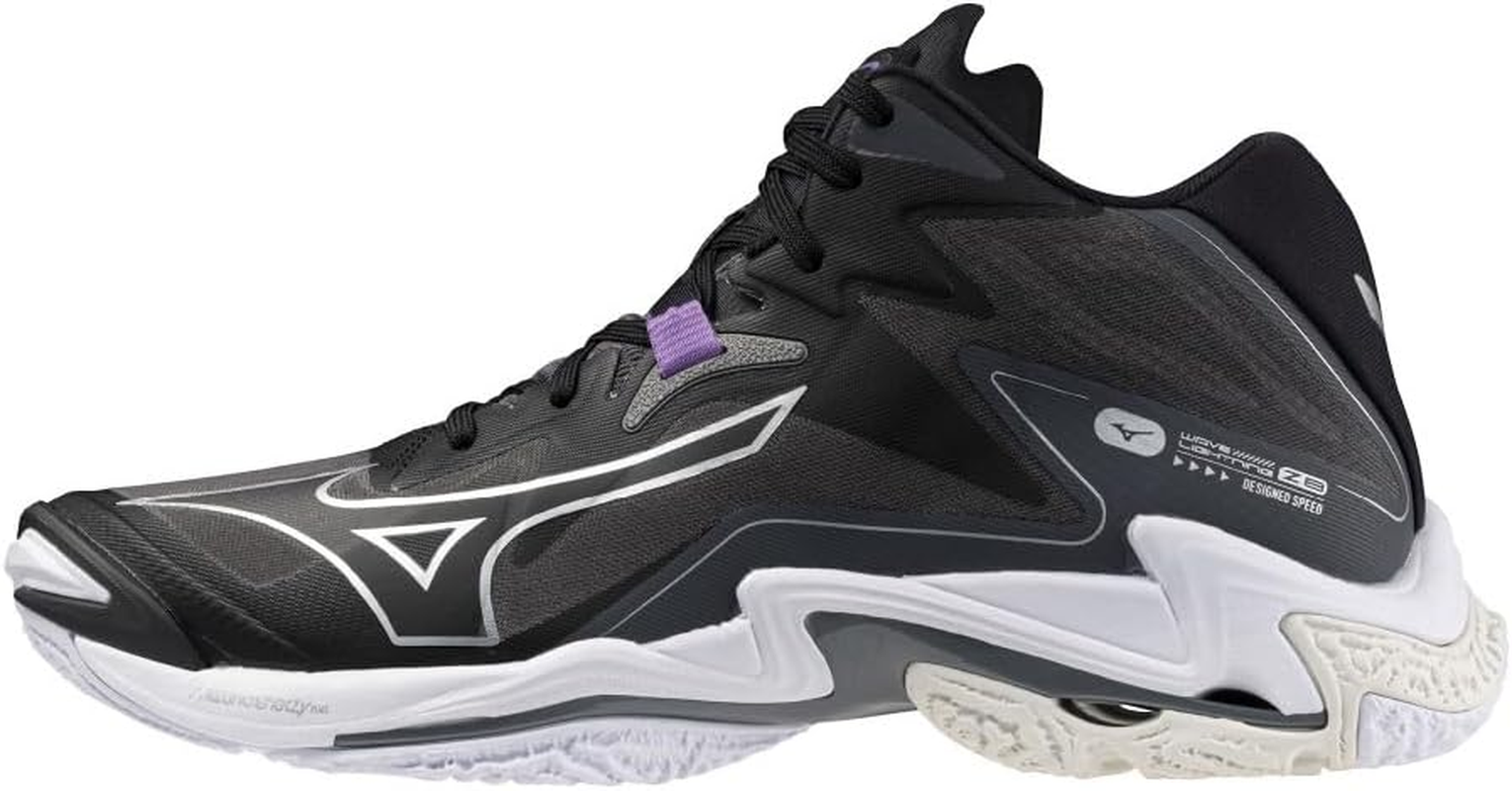 Mizuno Z8 MID Volleyball Shoes, Wave Lightning Indoor, Wide Wide, Lightweight, Indoor, Mid Cut, Multicolor (Black/Silver), 28.5 Cm 2E