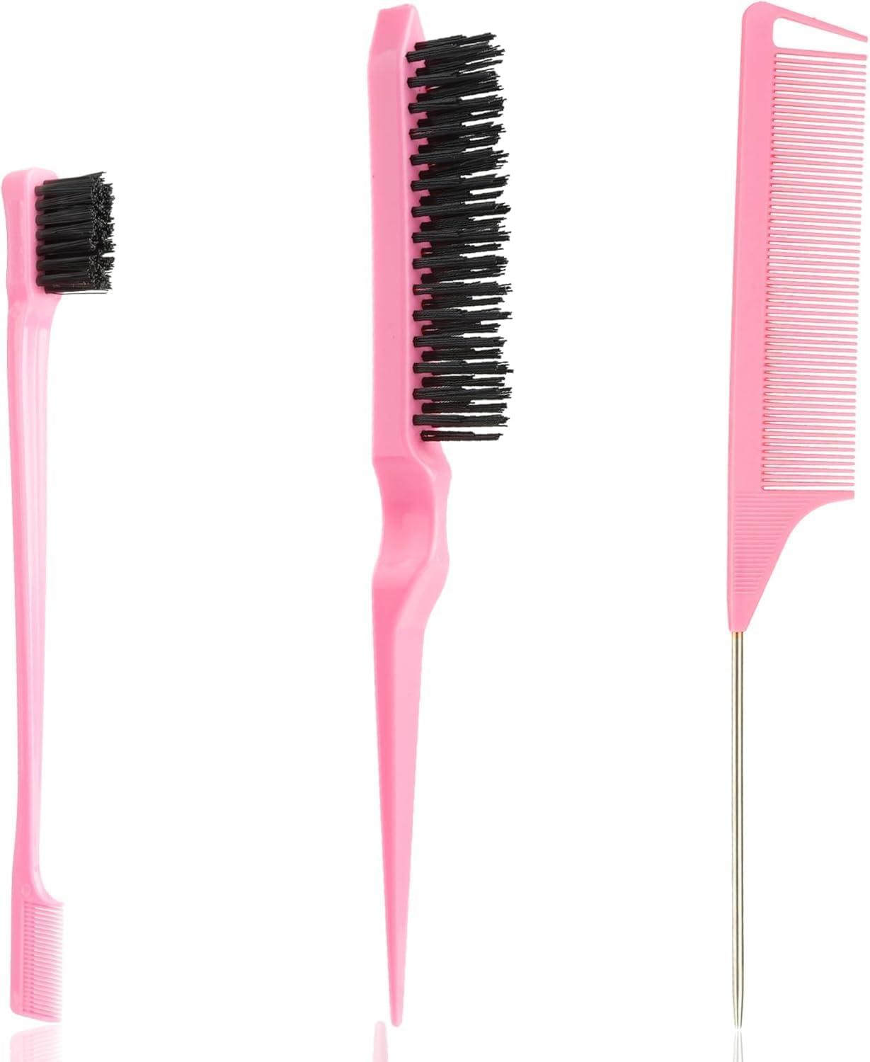 Slick Back Hair Brush Set for Women and Men Boar Bristle Brush, Styling Comb, Curly Hair Brush, Hair Wax Stick, Fine Tooth Comb, Beard Brush 3PCS